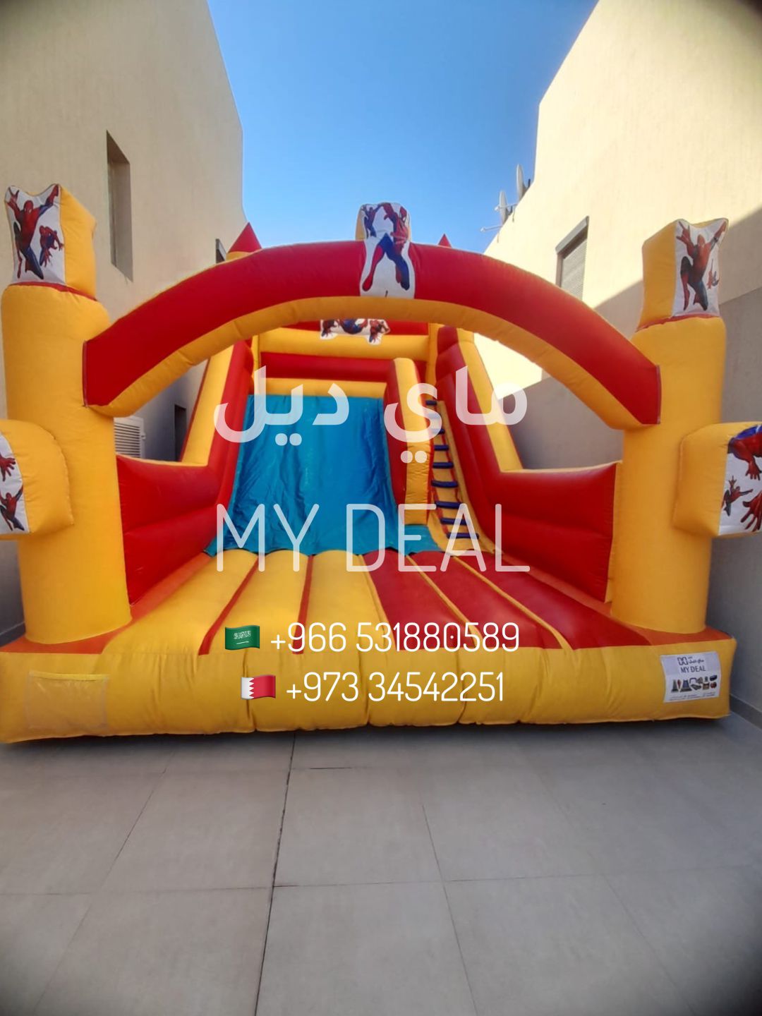 إيجار زحليقة سبايدرمان مع نطيطة 6.50* 4.50 *5 متر