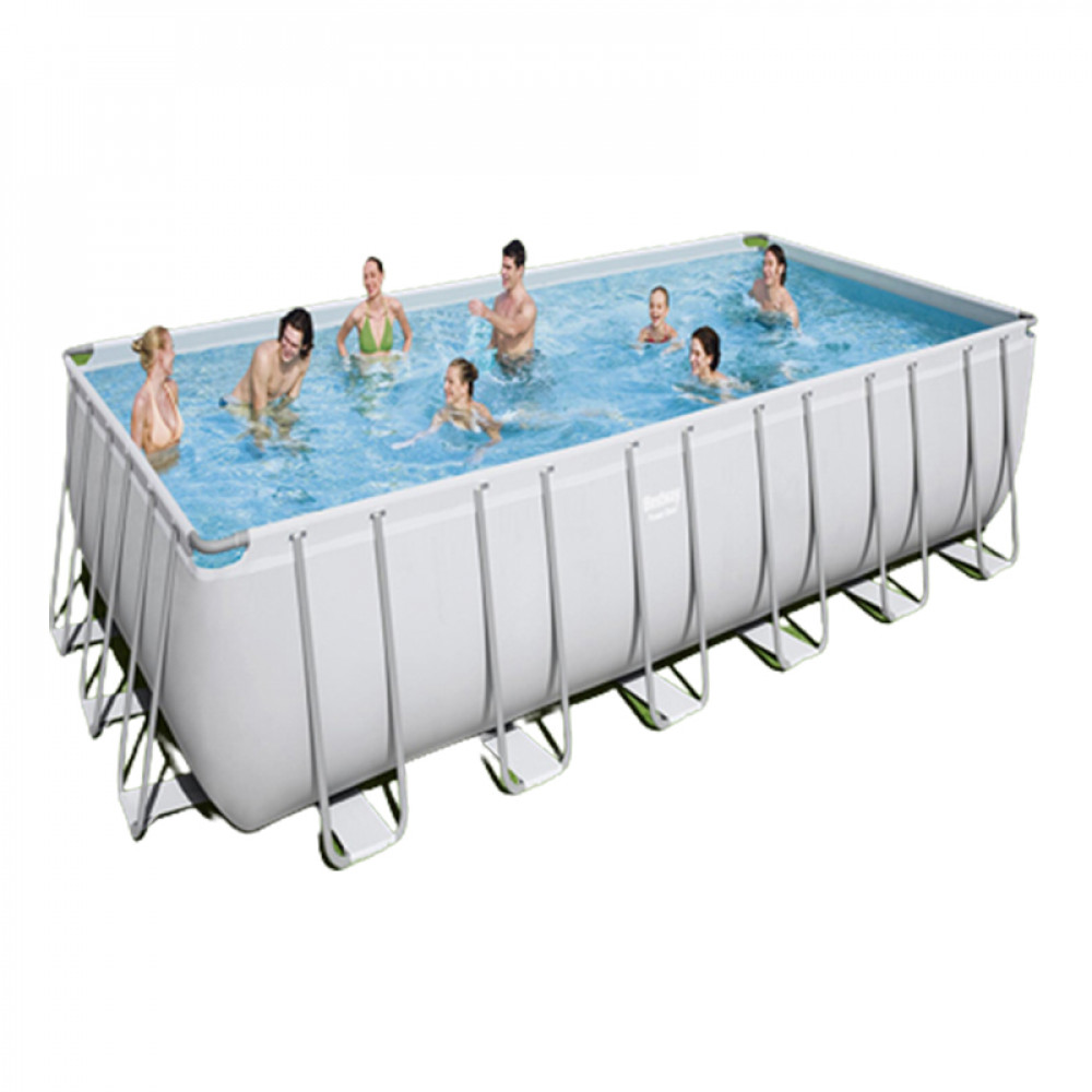 مسبح أعمدة مستطيل رصاصي مع فلتر رمل برأسين وسلم وغطاء وحافظة كلور مسبح مائي متنقل لجميع الأعمار 