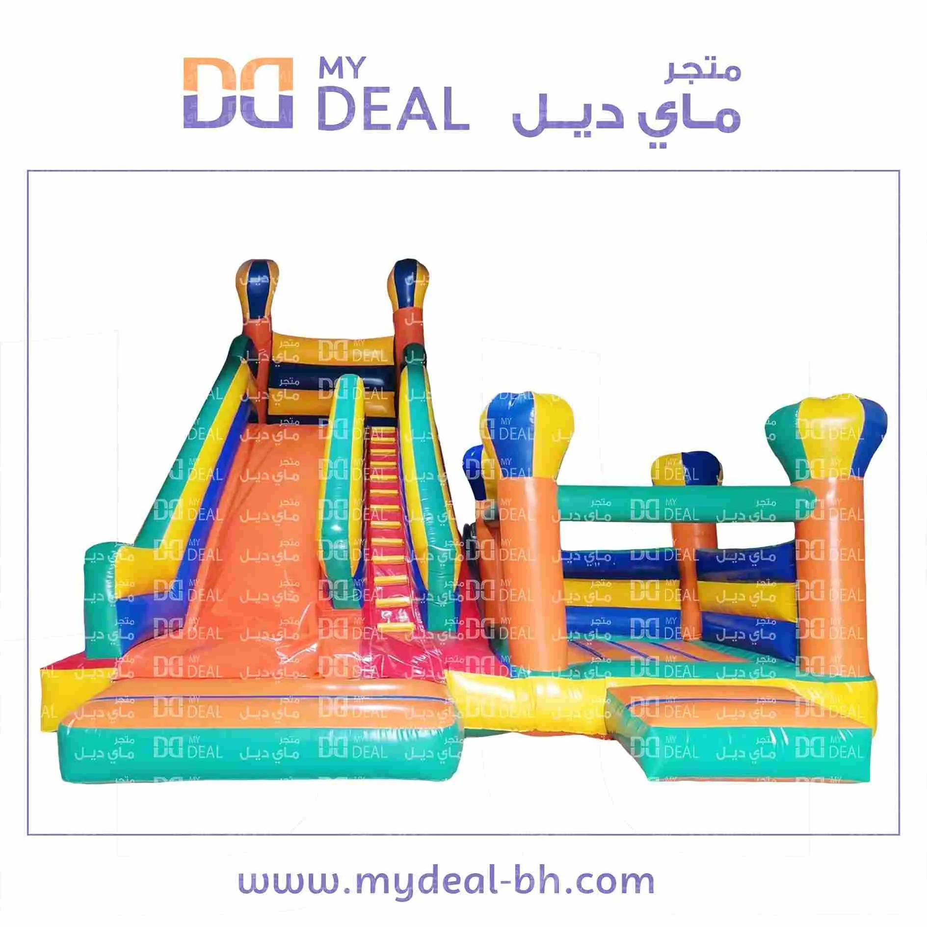 زحليقة هوائية مع درج ونطيطة جانبية مع درج الطول ٧ متر العرض ٧ متر الارتفاع ٧
