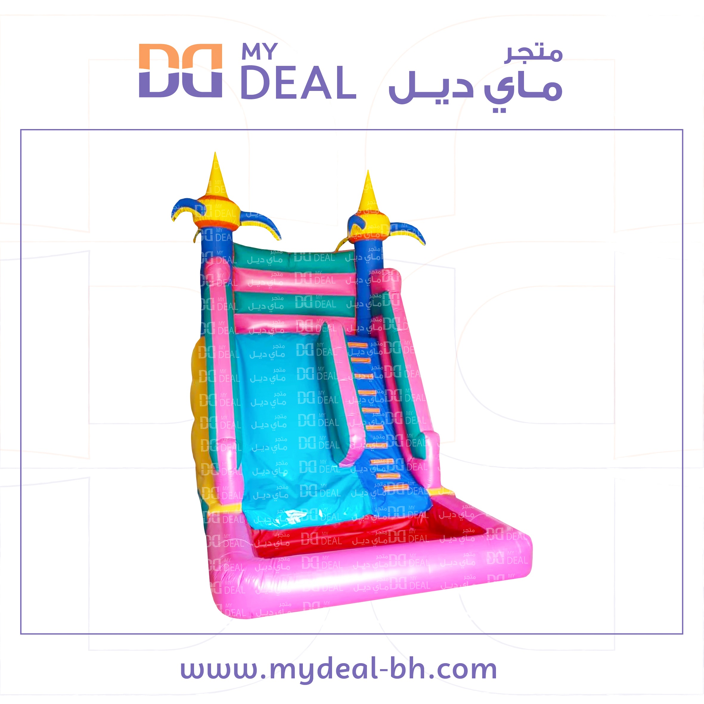 زحليقة مع حوض مسبح مائي واعمدة مشجرة وسلم طول ٦ في عرض ٤ في ارتفاع ٦ م