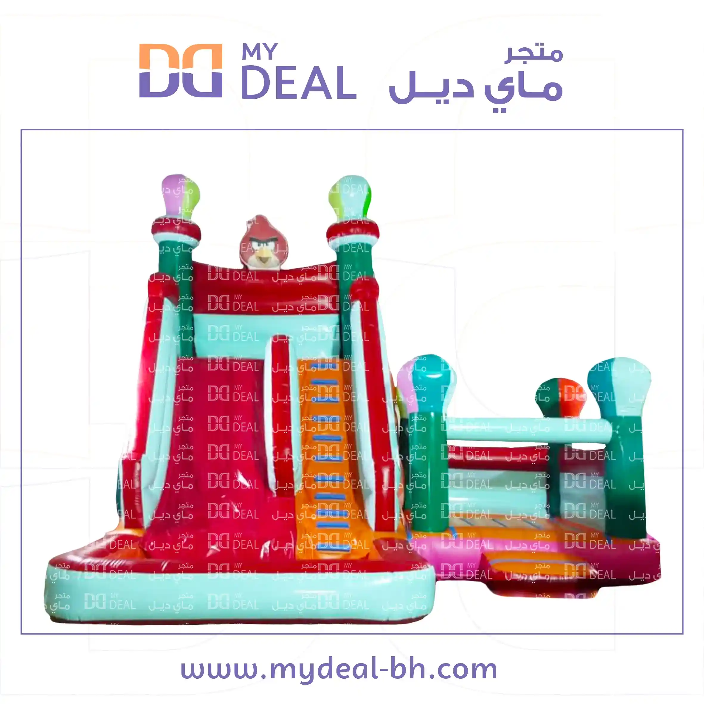زحليقة هوائية مع نطيطة مع حوض مائي ودرج طول ٦ متر عرض ٧ متر ارتفاع ٦ متر