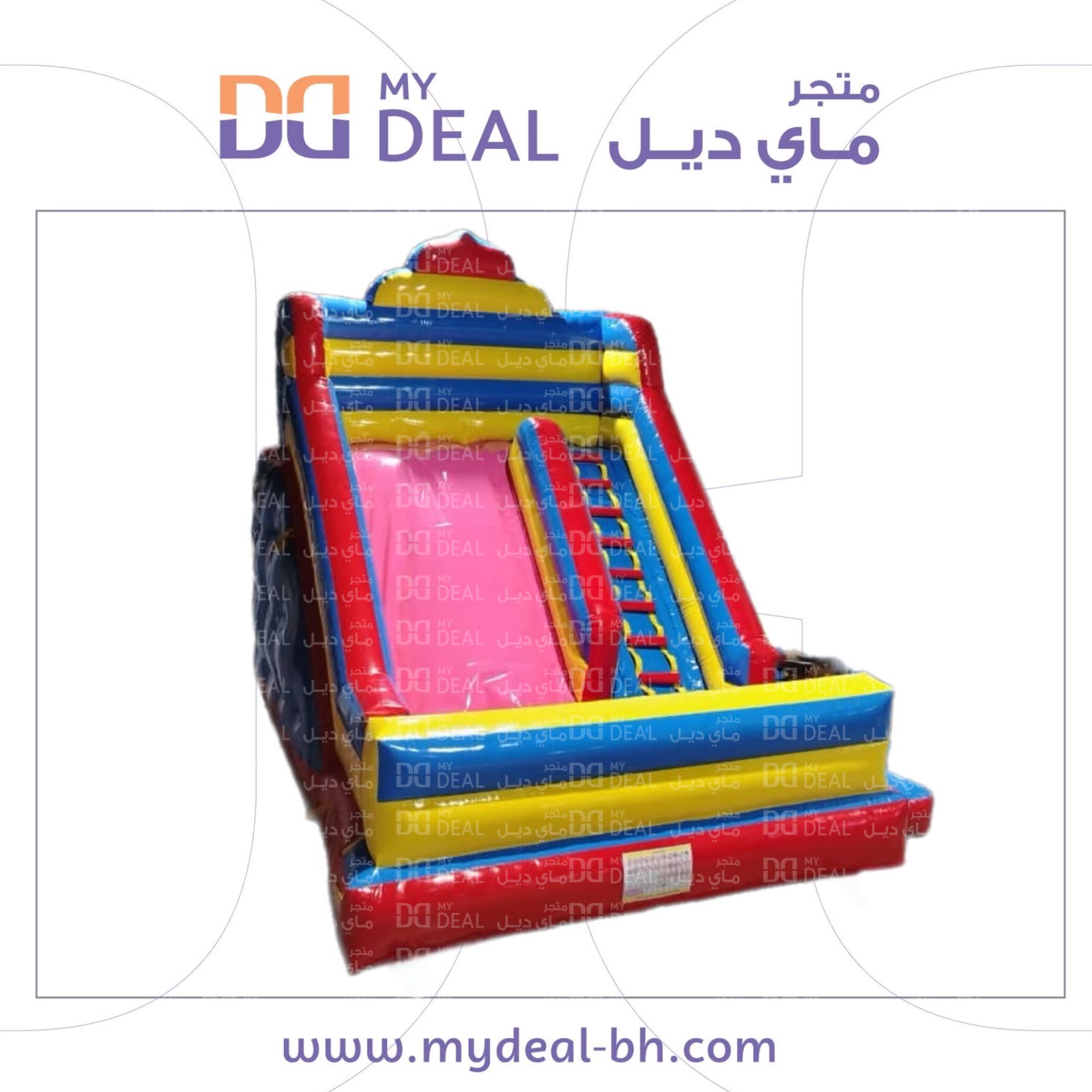 زحليقة هوائية مع نطيطة وجدار أمامي وسلم صعود وبوابة جانبية – 5.5 × 4.5 × 5 متر