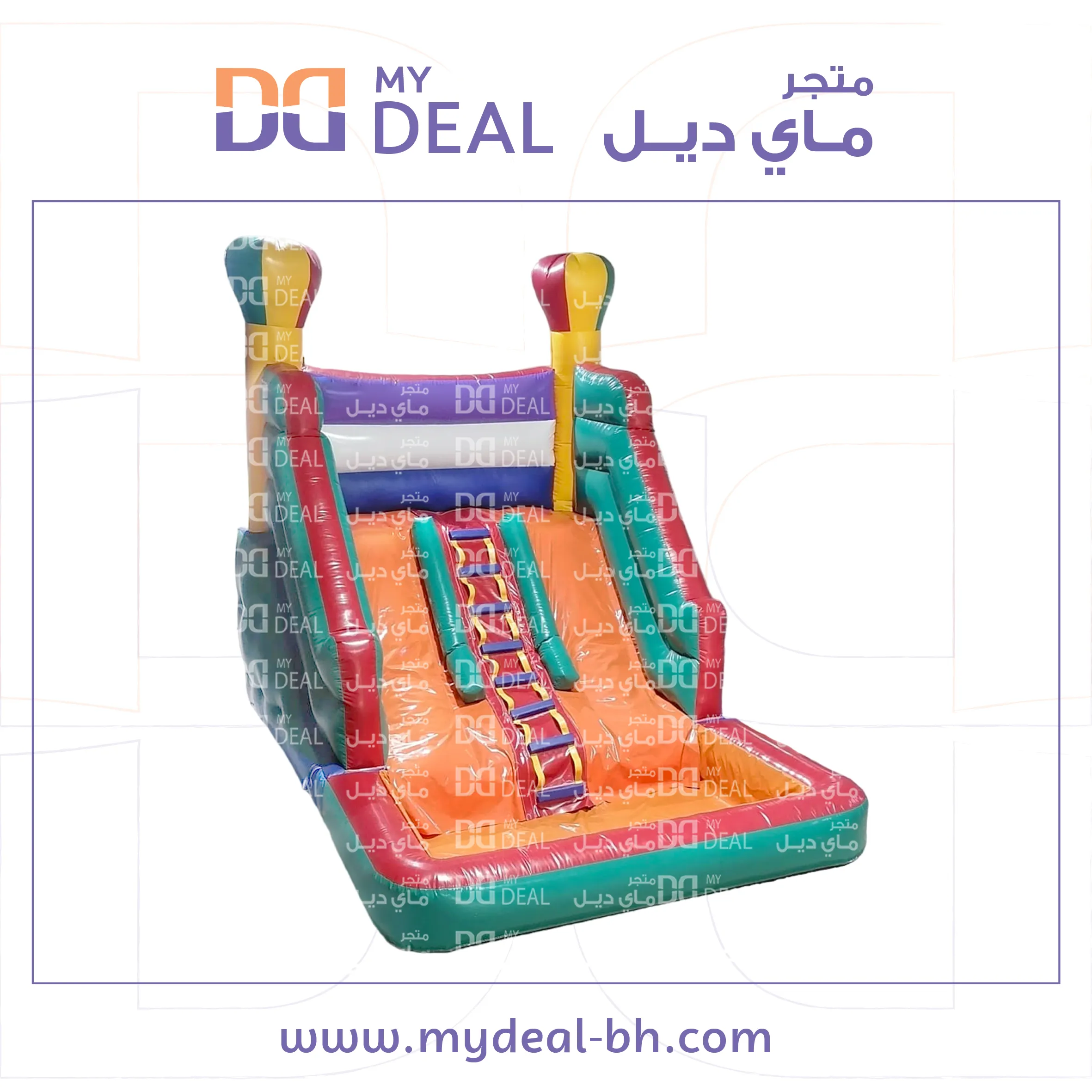 زحليقة مائية مسارين مع سلم وسط طول 4.5 متر عرض 3 متر ارتفاع 3.5 متر 