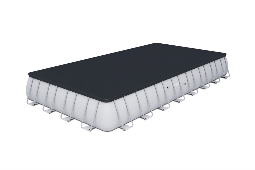 مسبح أعمدة مستطيل رصاصي مع فلتر رمل برأسين وسلم وغطاء وحافظة كلور مسبح مائي متنقل للكبار 