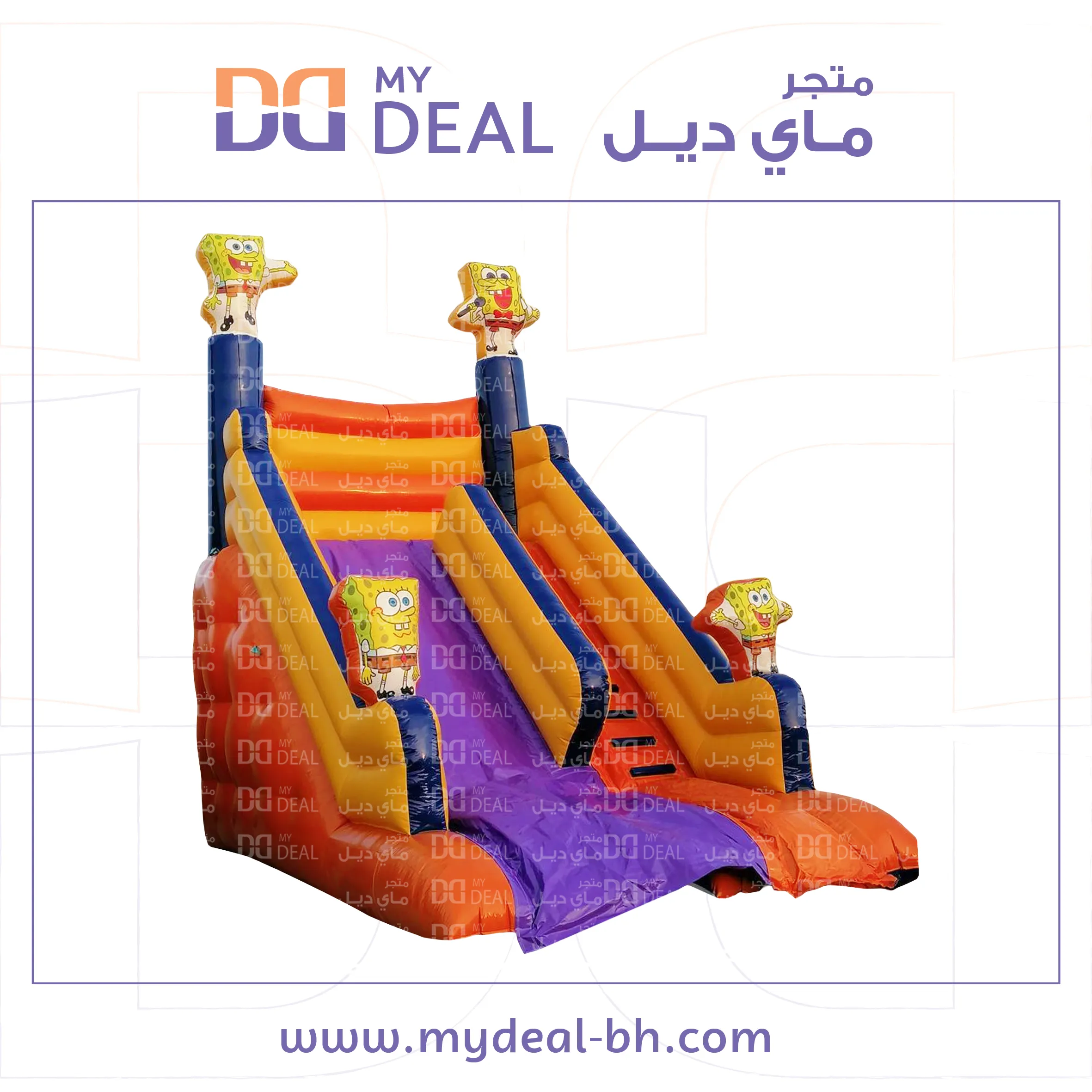 زحليقة سبونج بوب مع سلم واعمدة مشجرة طول 6.50 م عرض 4 م ارتفاع 6 م