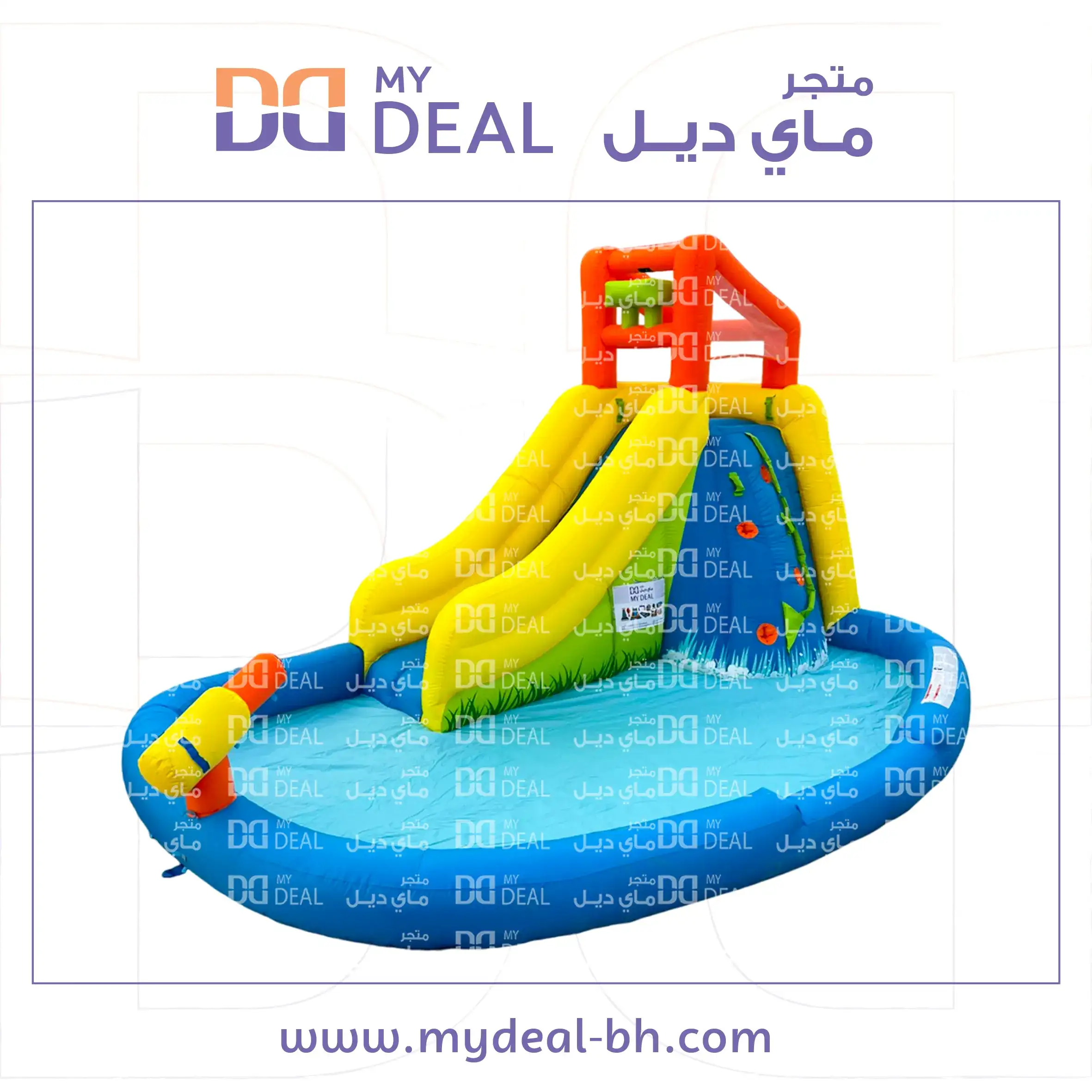 إيجار زحليقة مائية مع حوض مسبح مائي طول 3 عرض 2.8 متر ارتفاع 2.6 متر
