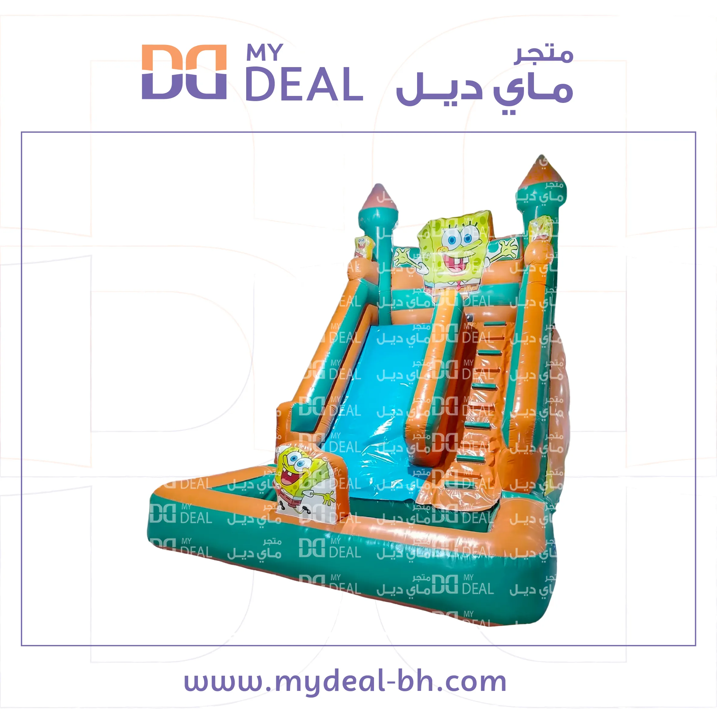 زحليقة مائية شخصية سبونج بوب مع مسبح وسلم 6 * 4 * 6 متر 