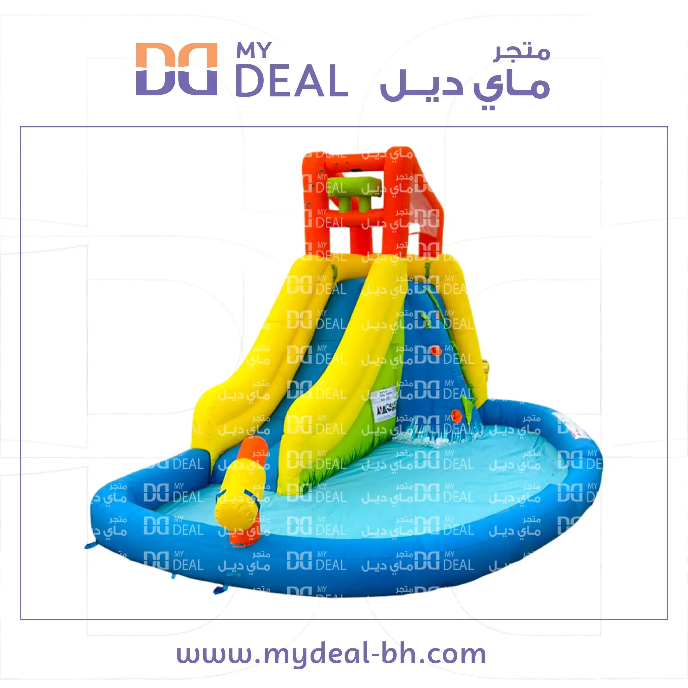 إيجار زحليقة مائية مع حوض مسبح مائي طول 3 عرض 2.8 متر ارتفاع 2.6 متر
