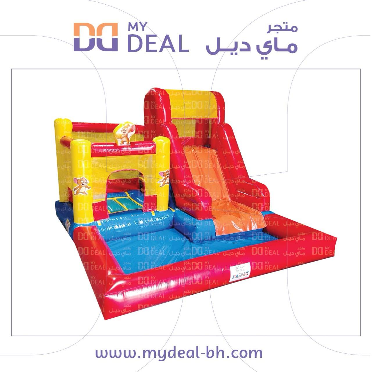 تاجير زحليقة مع نطيطة مع حوض تستخدم جافة ومائي 4* 4 *3 متر شخصية جيري