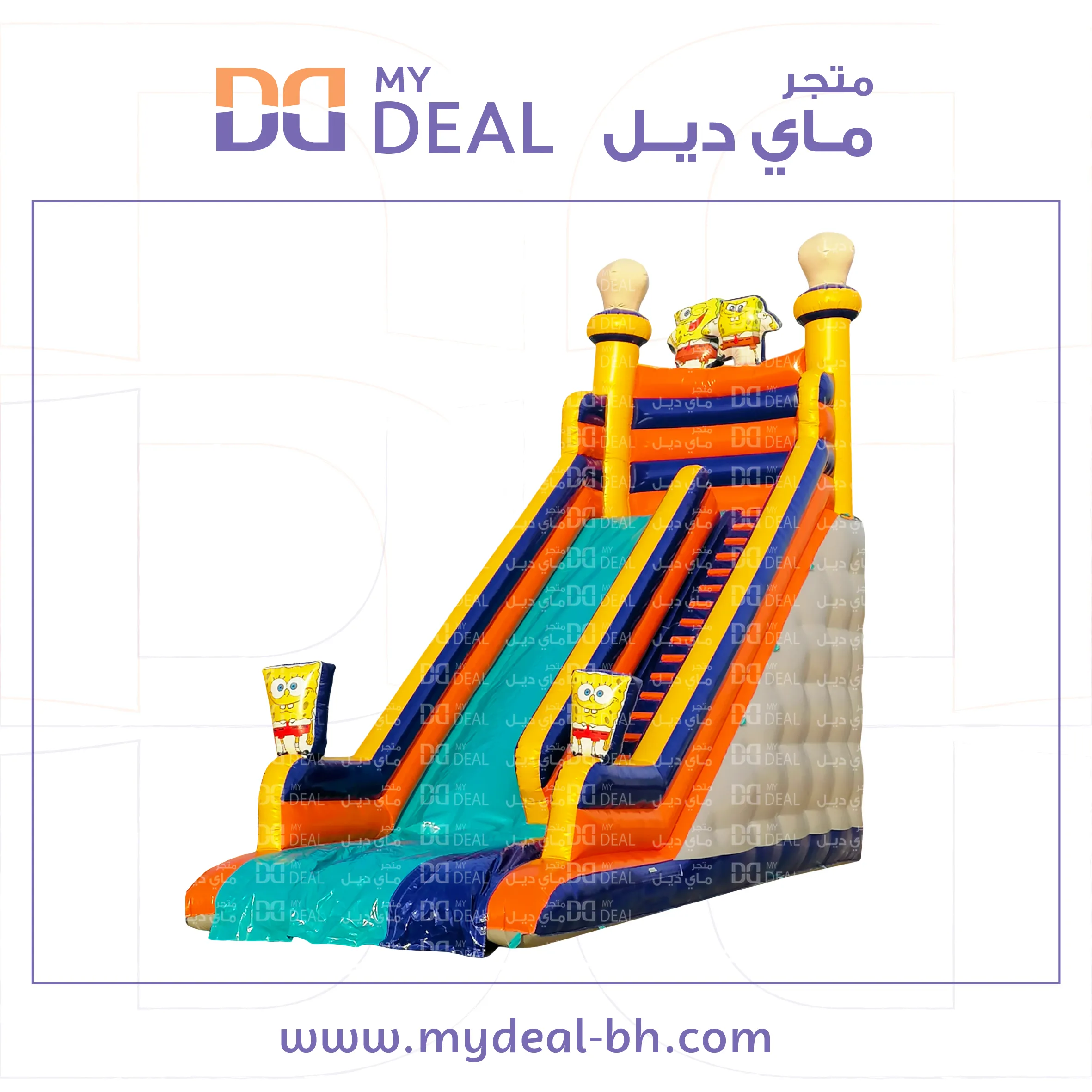 زحليقة هوائية سبونج بوب مع سلم طول 9.50 متر عرض 4 متر ارتفاع 9 متر