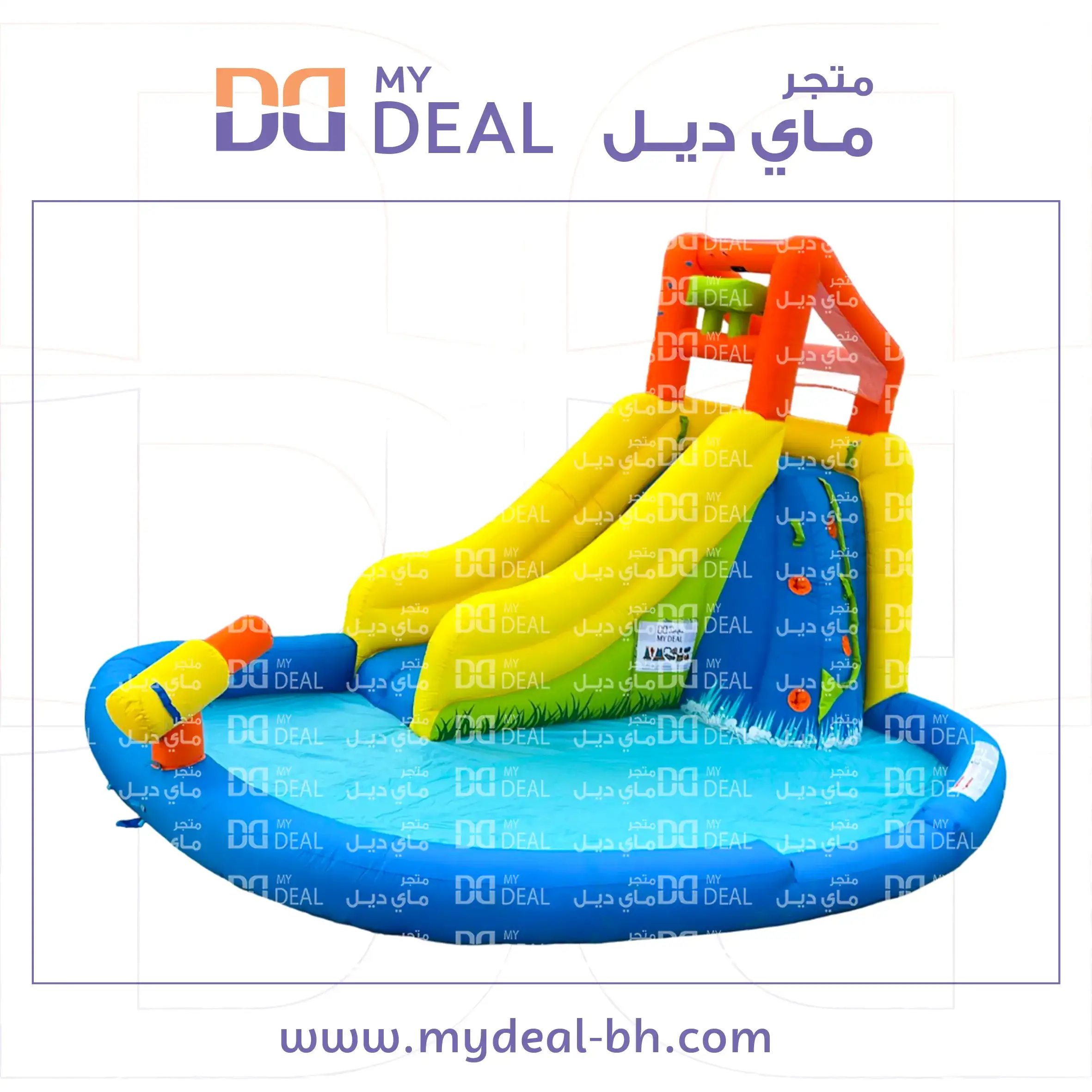 إيجار زحليقة مائية مع حوض مسبح مائي طول 3 عرض 2.8 متر ارتفاع 2.6 متر