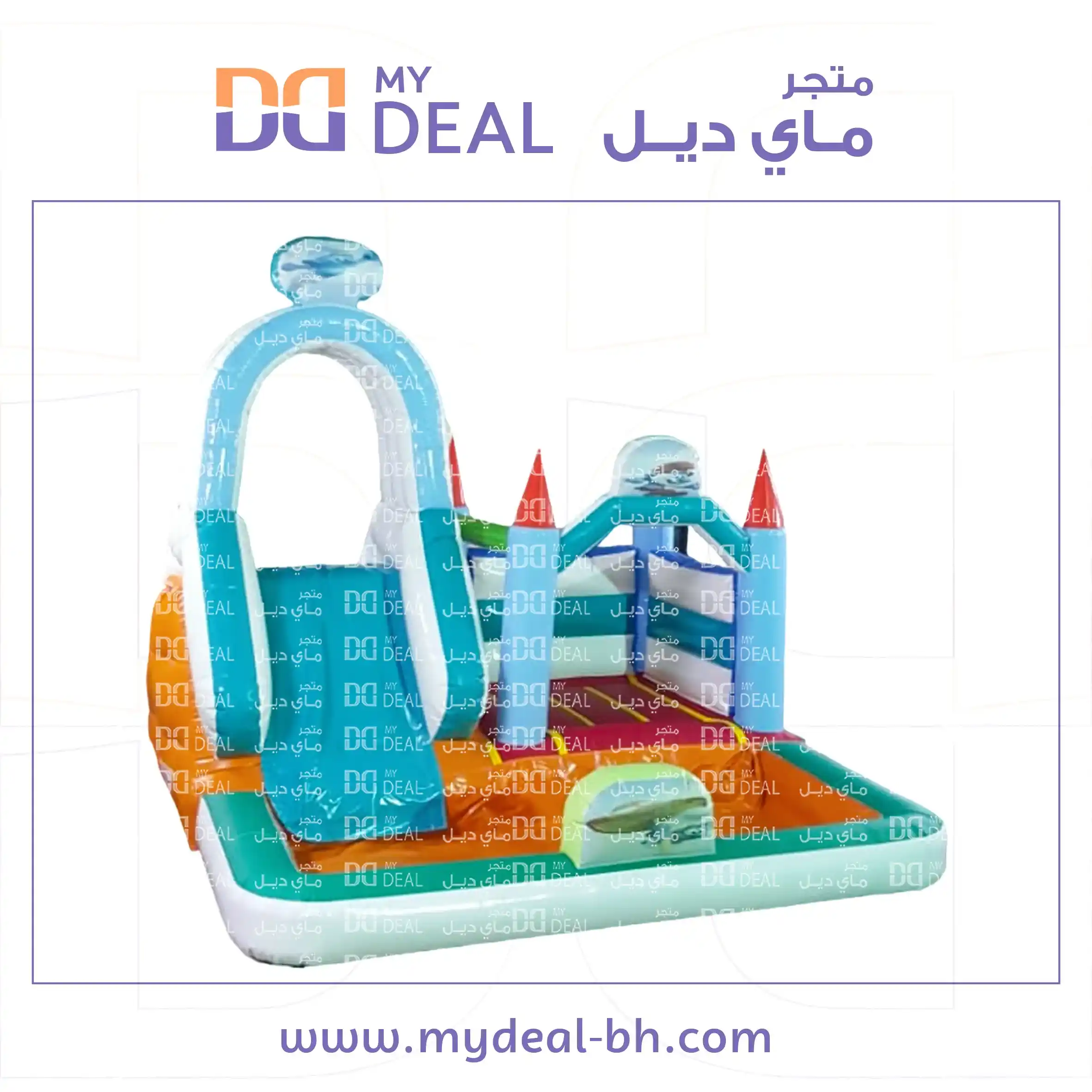 زحليقة مع سلم وحوض كبير ونطيطة مع درج طول ٥.٧٠ متر عرض ٤.٥٠ متر ارتفاع