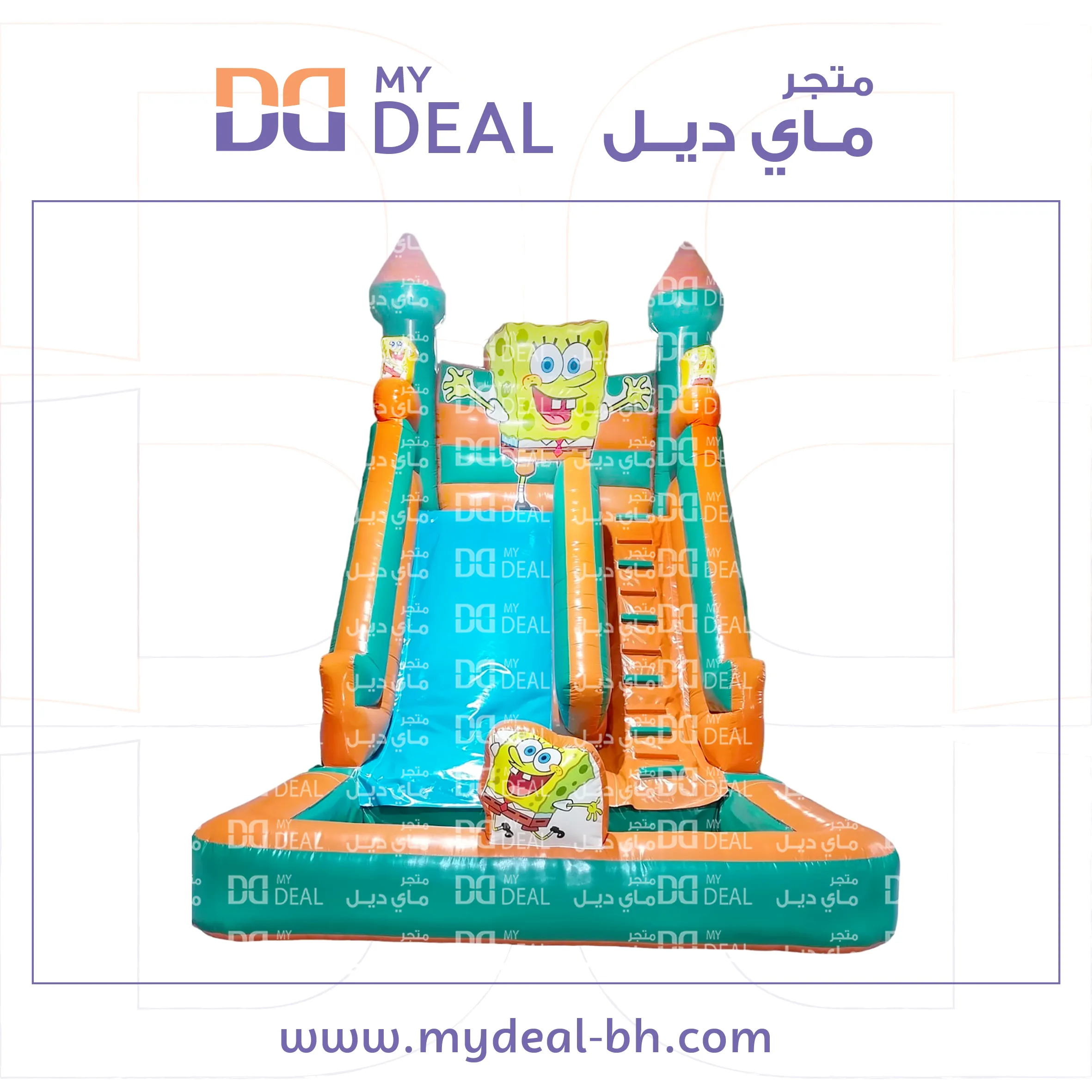 زحليقة مائية شخصية سبونج بوب مع مسبح وسلم 6 * 4 * 6 متر 