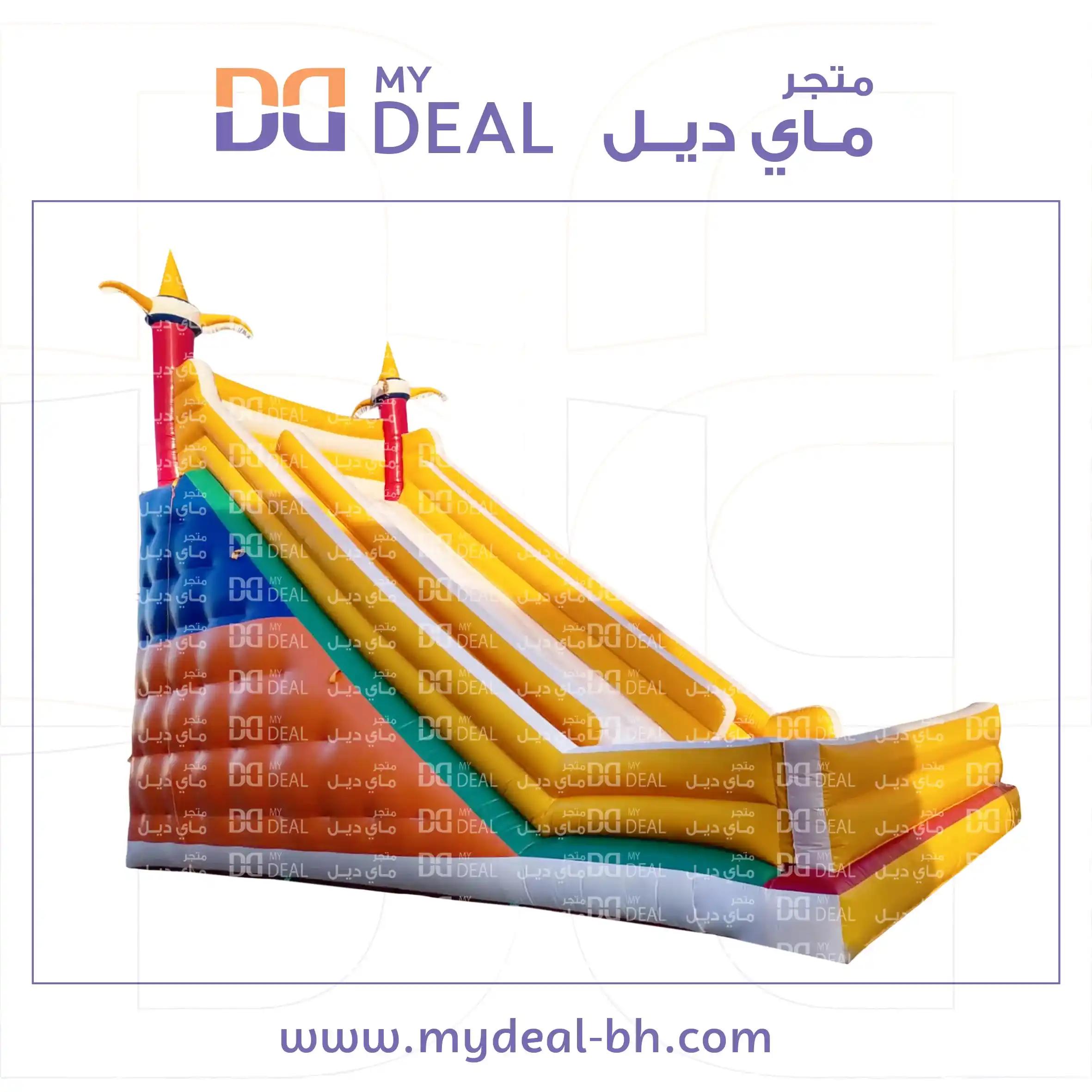 زحليقة هوائية مع نطيطة مشجرة مع سلمين ونطيطة وجدار ودرج وبوابة الطول ١٠ متر العرض ٦.٦٠