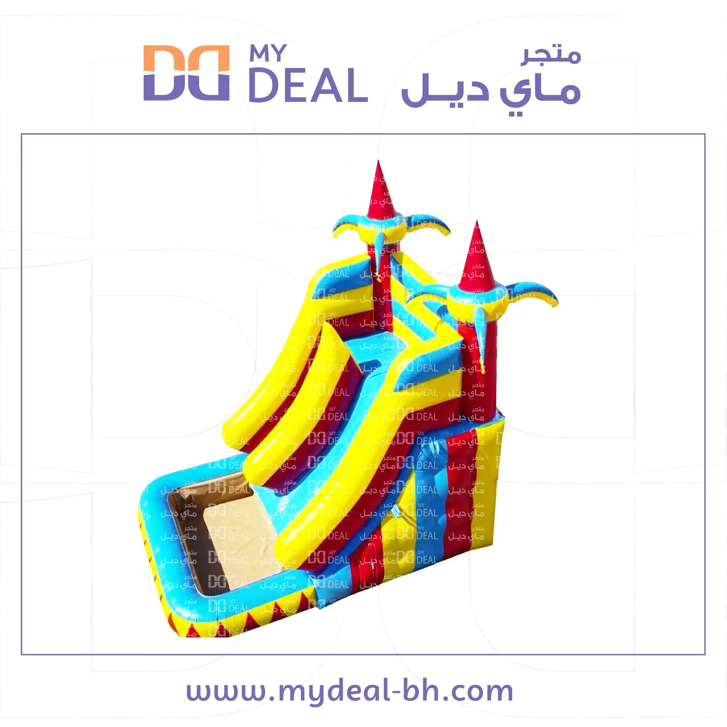 زحليقه مع مسبح مائي وسلم ومساكات يد واعمدة مشجرة 6×4×5 متر