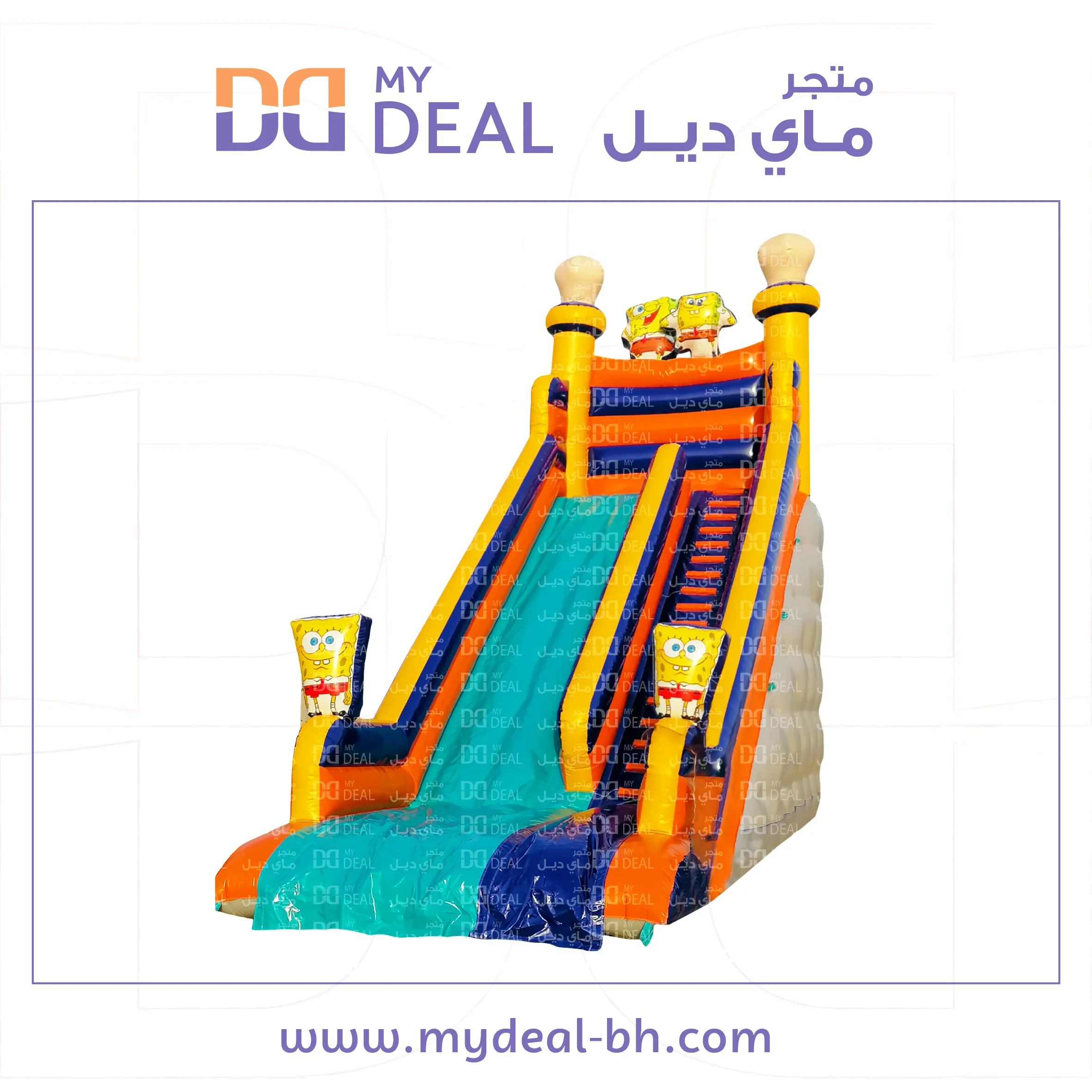 زحليقة هوائية سبونج بوب مع سلم طول 9.50 متر عرض 4 متر ارتفاع 9 متر