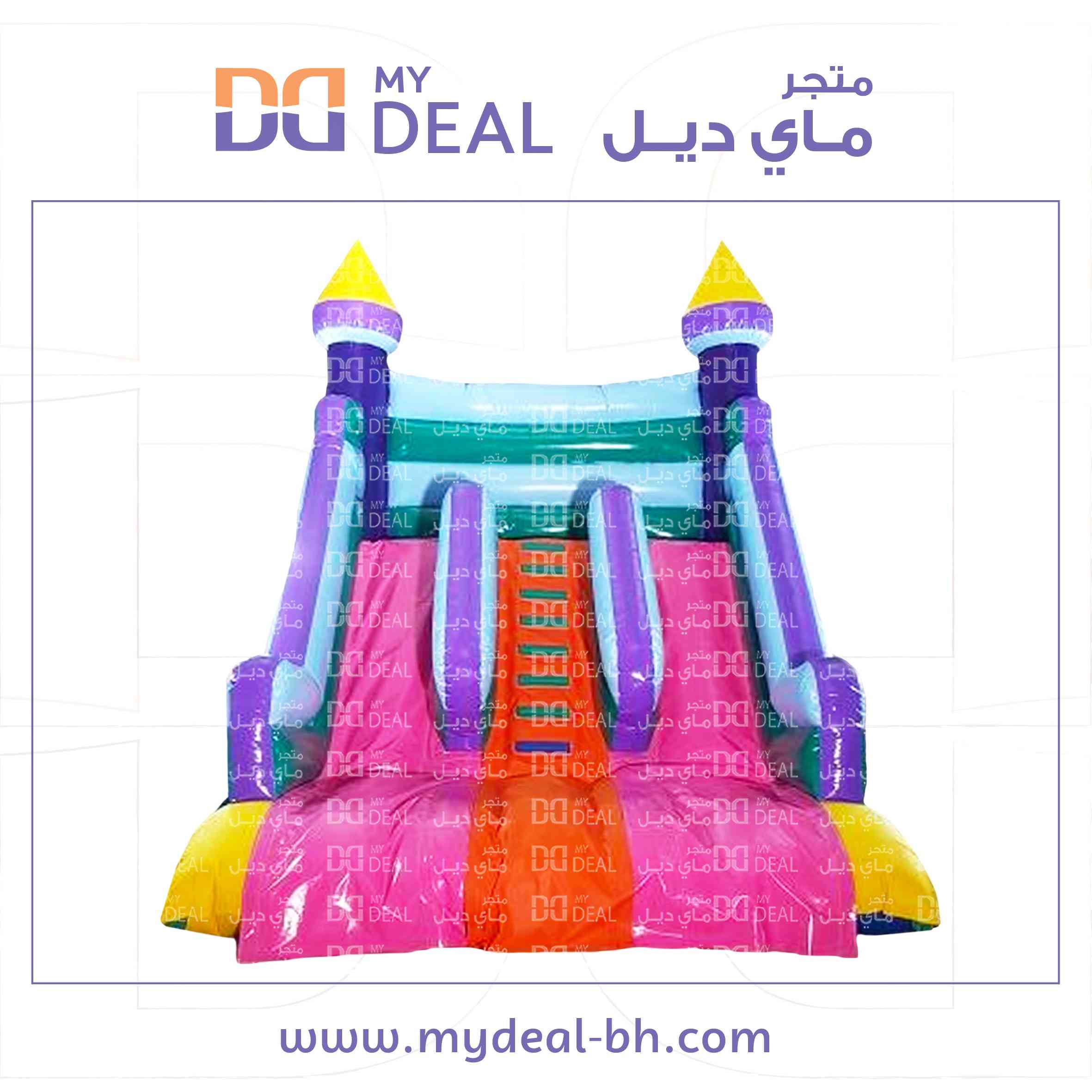 زحليقة هوائية مع سلم وسط ومسارين طول 6 متر عرض 4.50 متر ارتفاع 6 متر