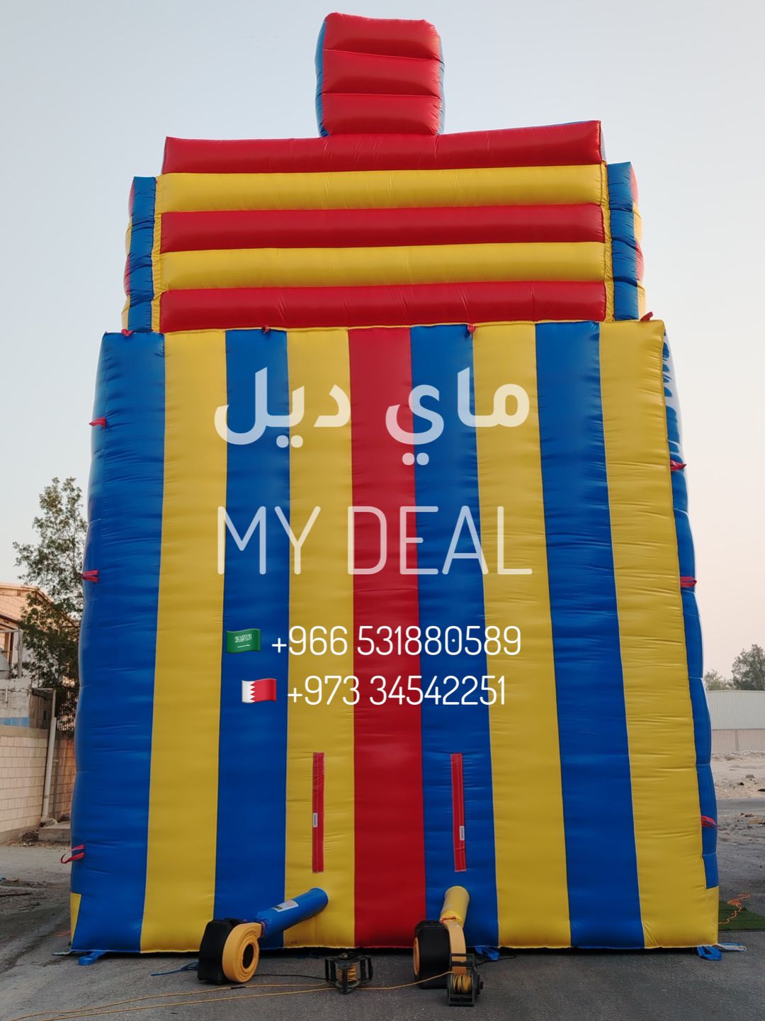زحلاقية هوائية مزدوجة مع سلمين مزدوجة بتصميم ميكي ماوس وجدار أمامي11×6×10متر