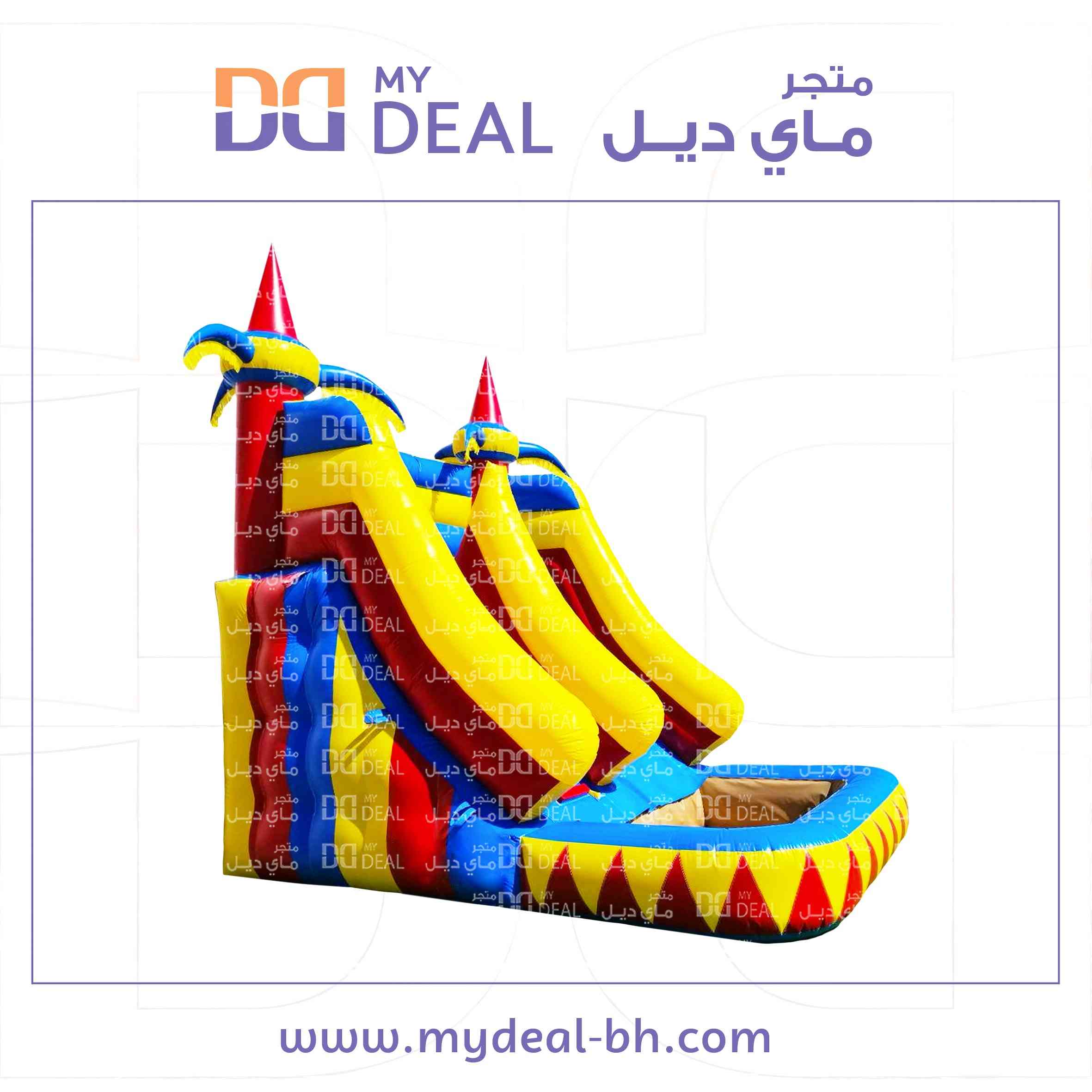 زحليقه مع مسبح مائي وسلم ومساكات يد واعمدة مشجرة 6×4×5 متر