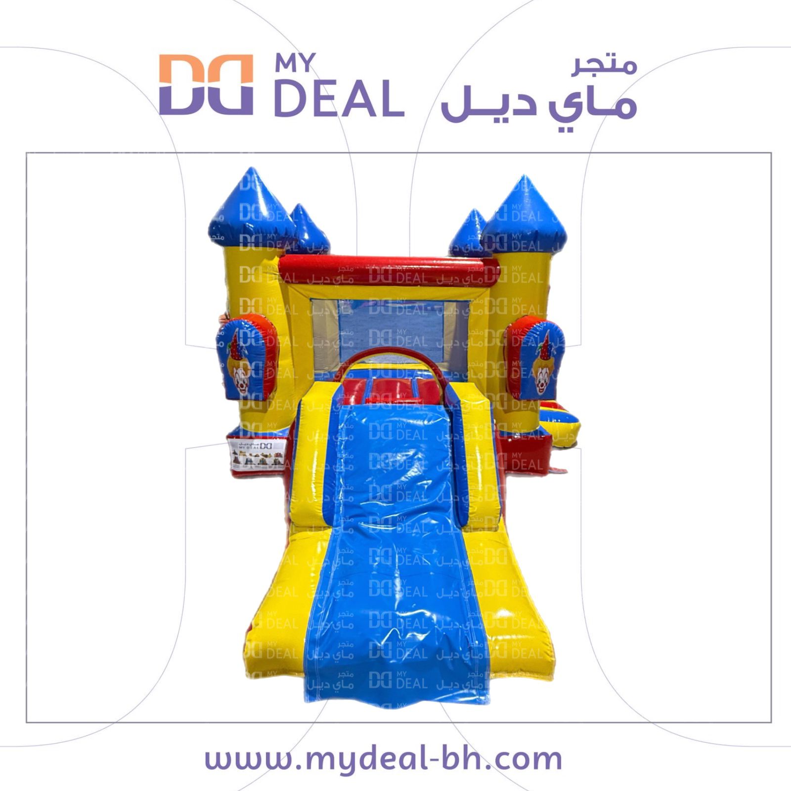 نطيطة مع زحليقة بشخصية المهرج – مقاس 3.5 × 2.5 × 2.7 متر