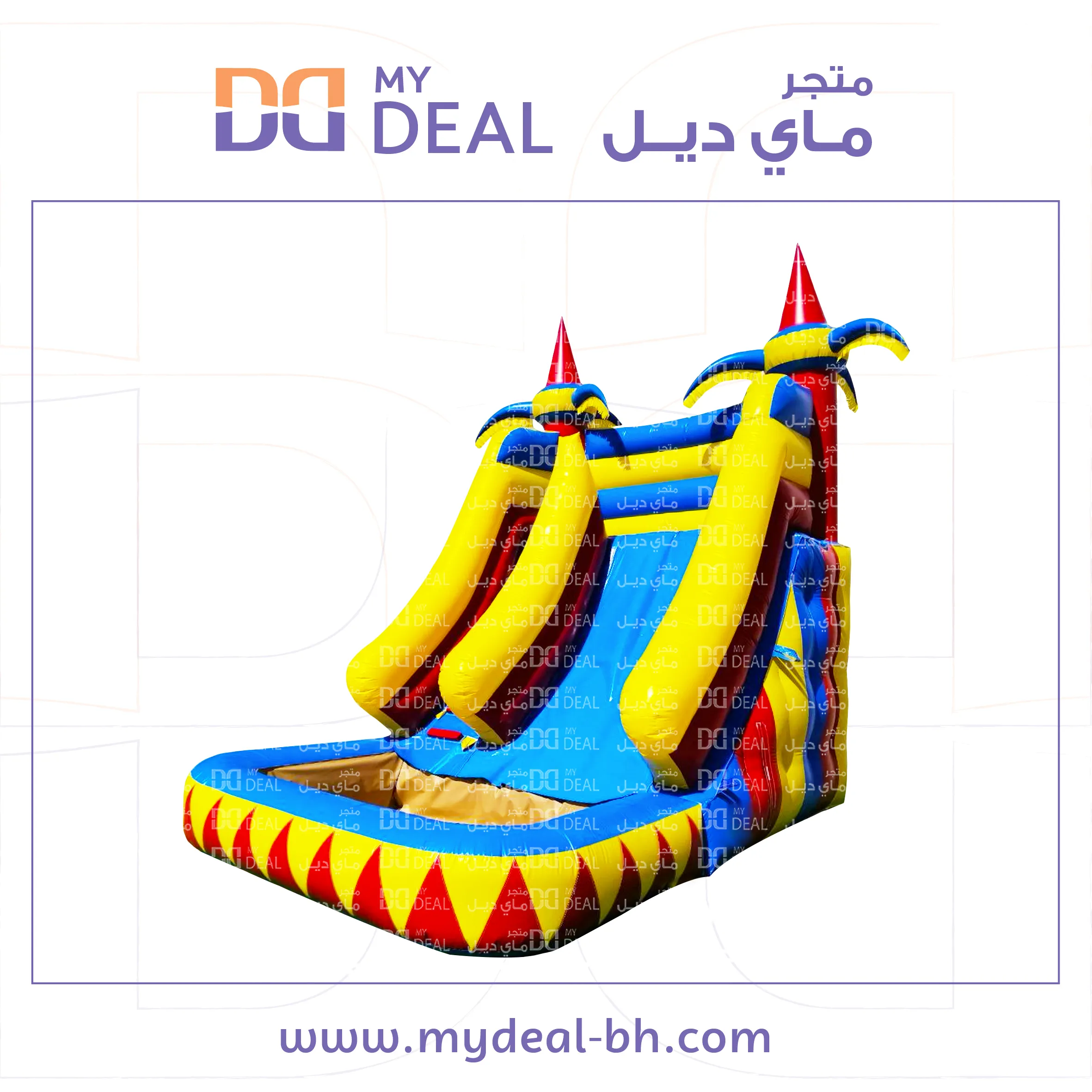 زحليقه مع مسبح مائي وسلم ومساكات يد واعمدة مشجرة 6×4×5 متر