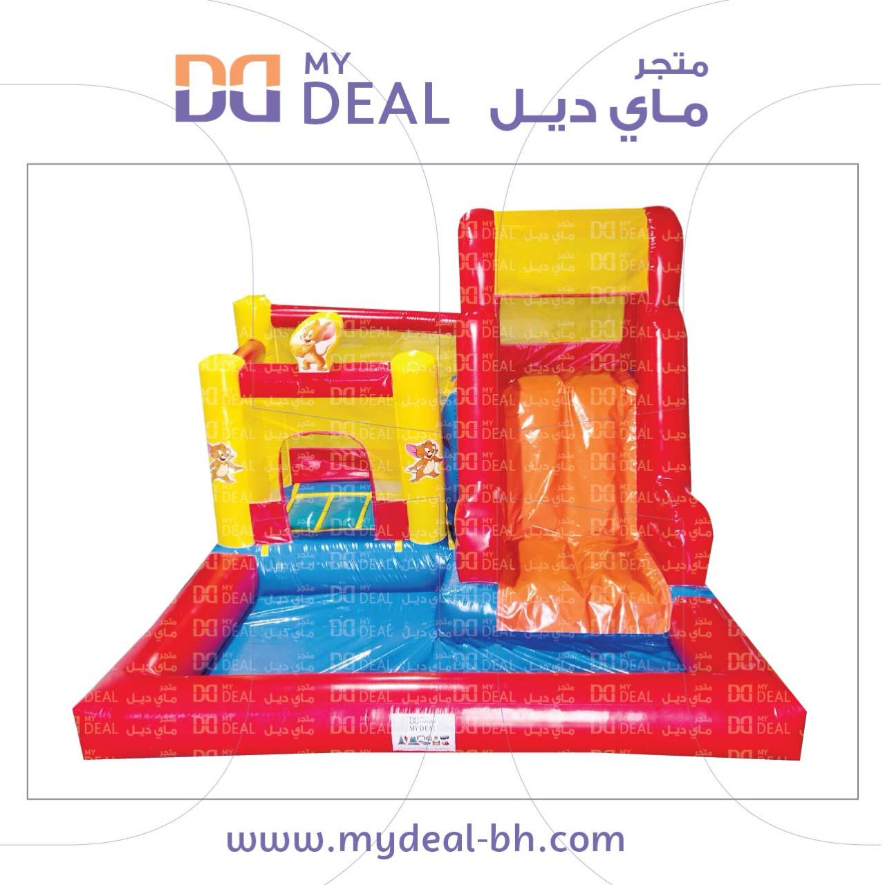 تاجير زحليقة مع نطيطة مع حوض تستخدم جافة ومائي 4* 4 *3 متر شخصية جيري