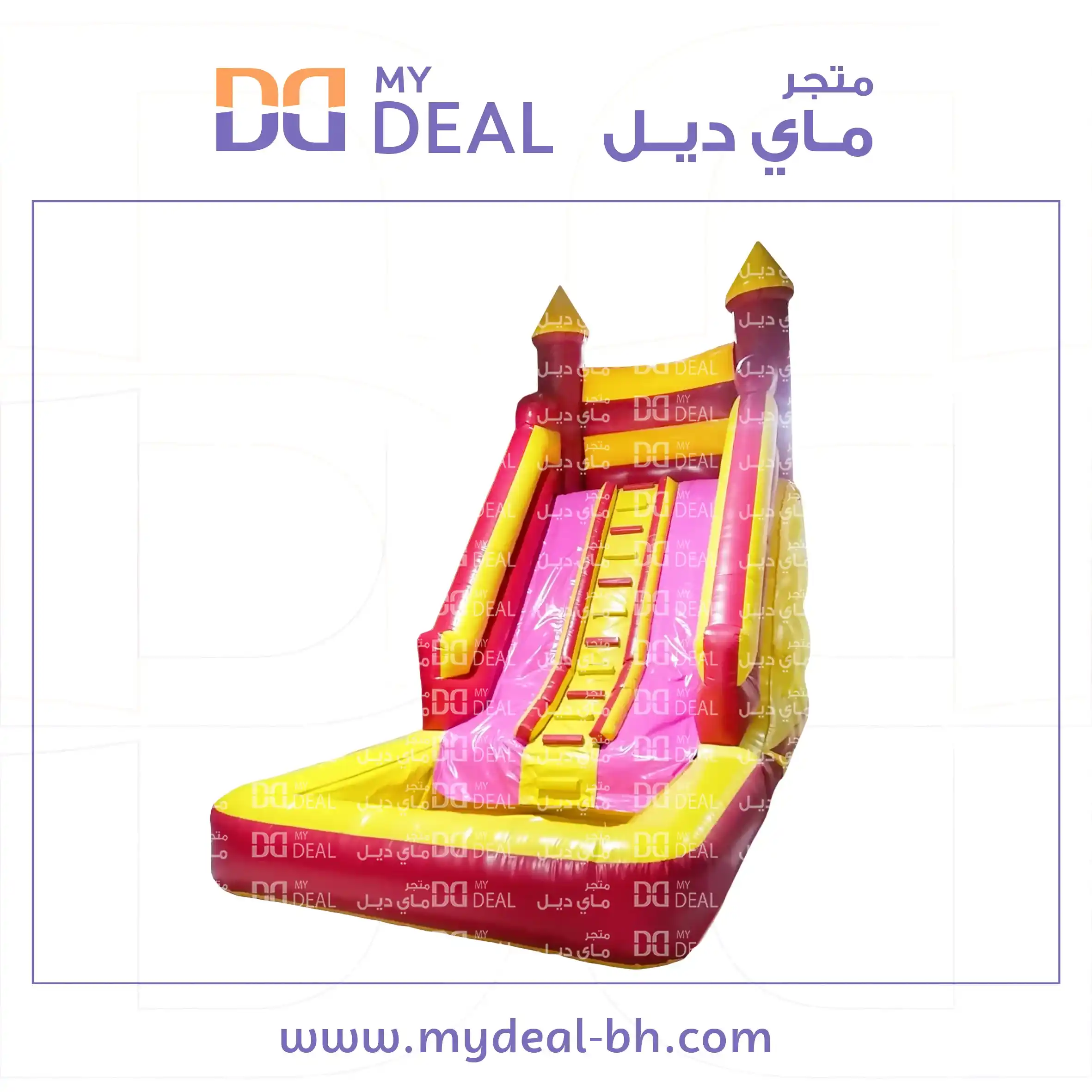 زحليقة مع حوض مائي ومسارين مع سلم وسط طول ٦ م عرض ٣.٣٠ م ارتفاع ٦ م