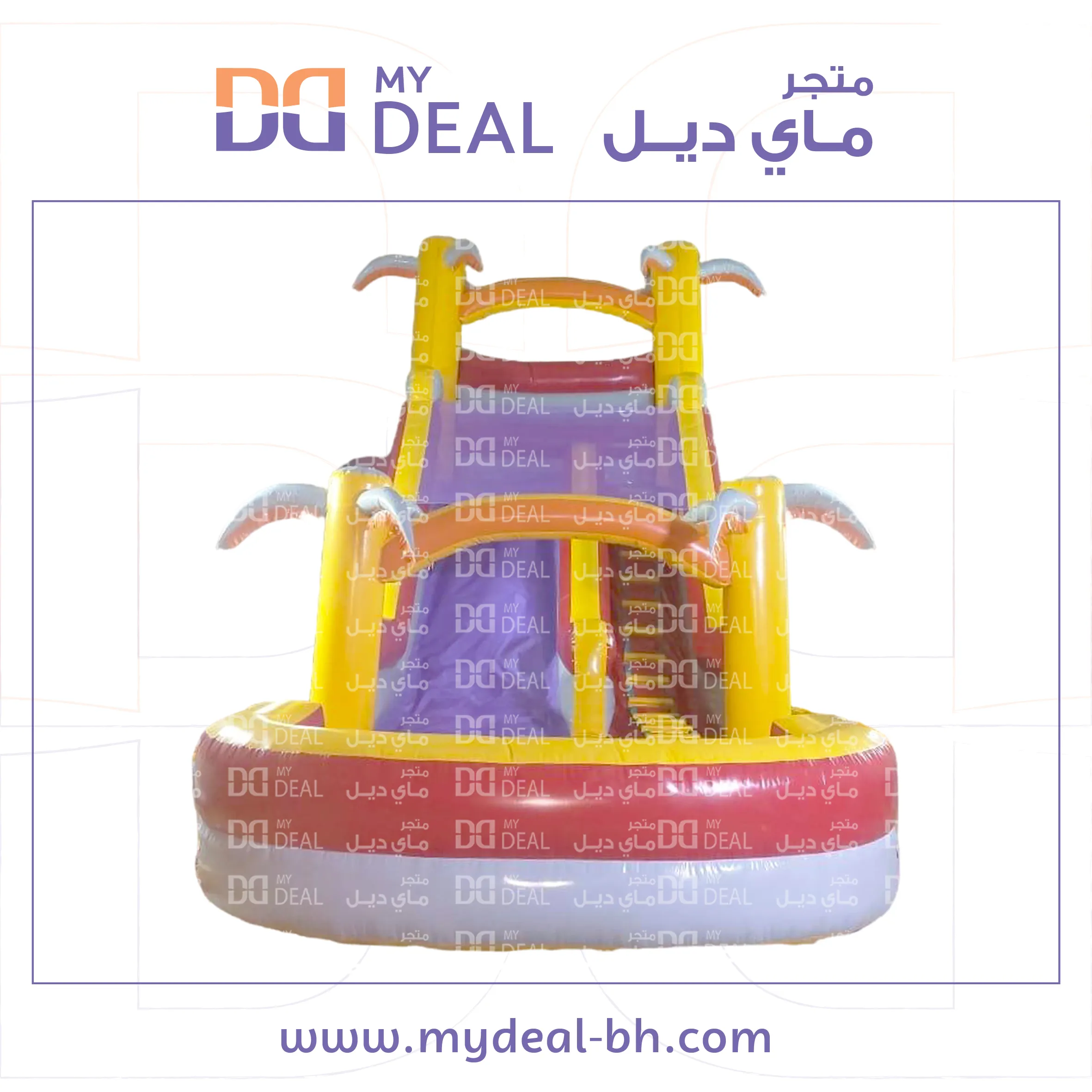 زحليقة مائية بمسبح مع سلم وحوض دبل وشبك علوي 10 * 4 * 8 متر 