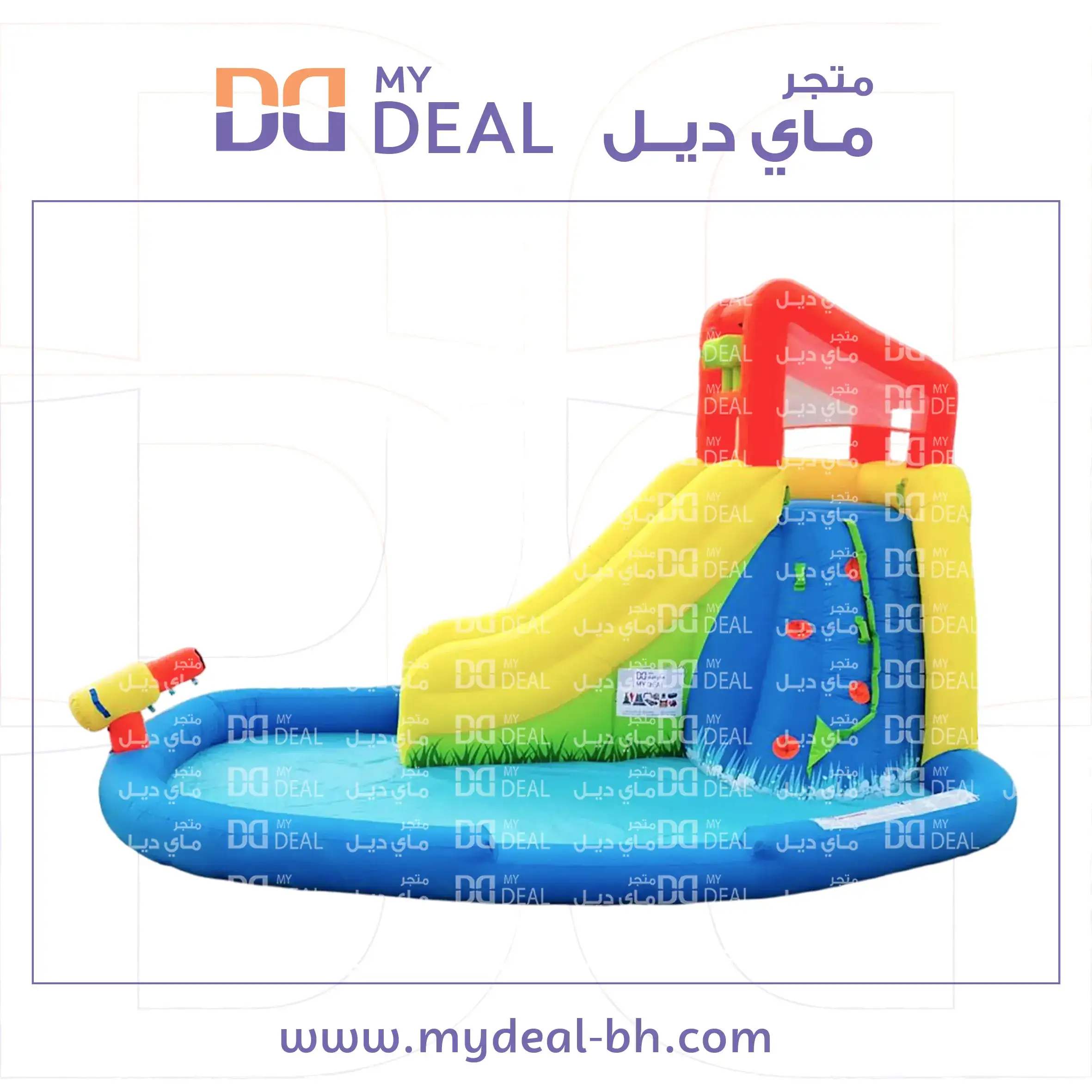 إيجار زحليقة مائية مع حوض مسبح مائي طول 3 عرض 2.8 متر ارتفاع 2.6 متر