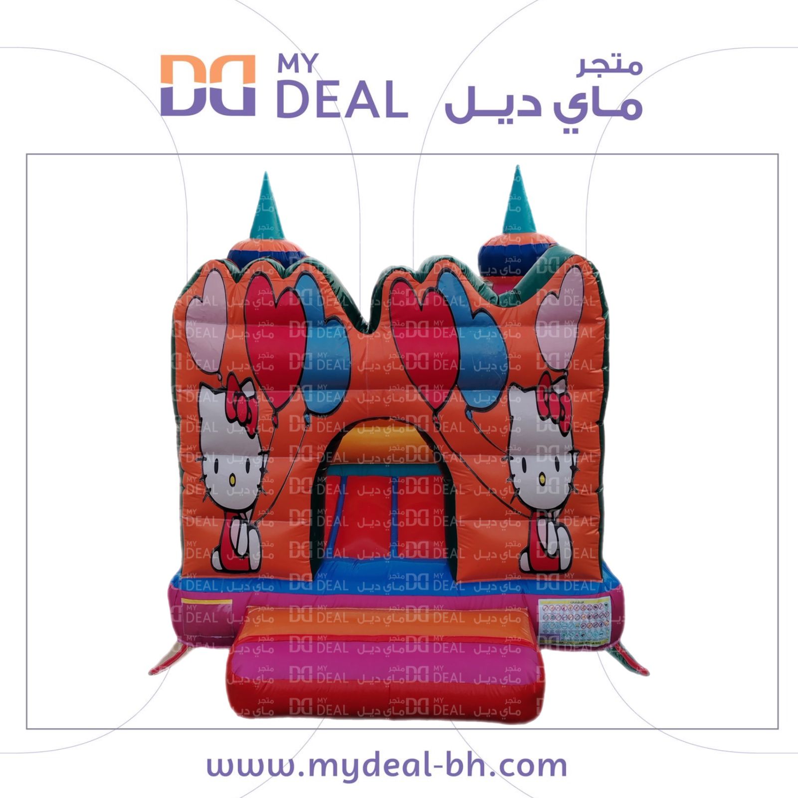إيجار نطيطة هوائية كيتي بشخصية كبيرة مع مدخل ودرج كبير 3.50*3*3متر