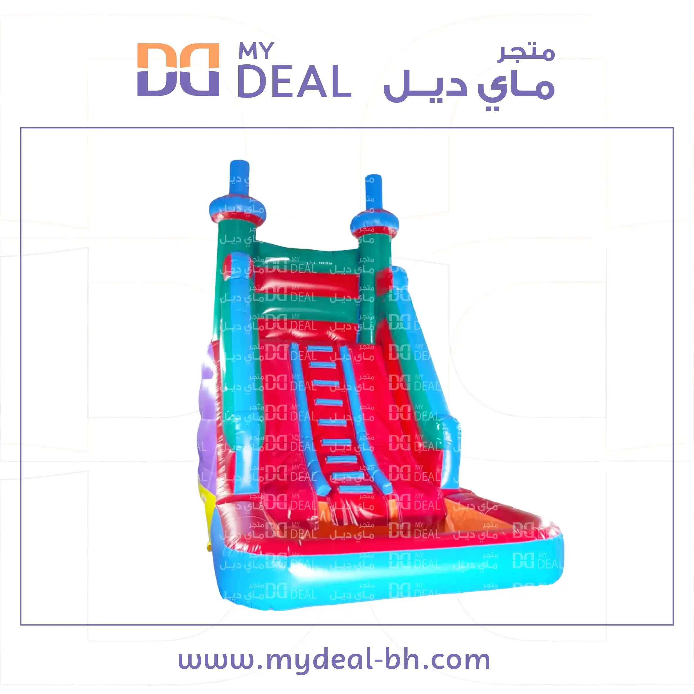 زحليقة مائية مسارين مع سلم وسط طول ٥.٥٠ متر عرض ٣.٣٠ متر ارتفاع ٥ متر