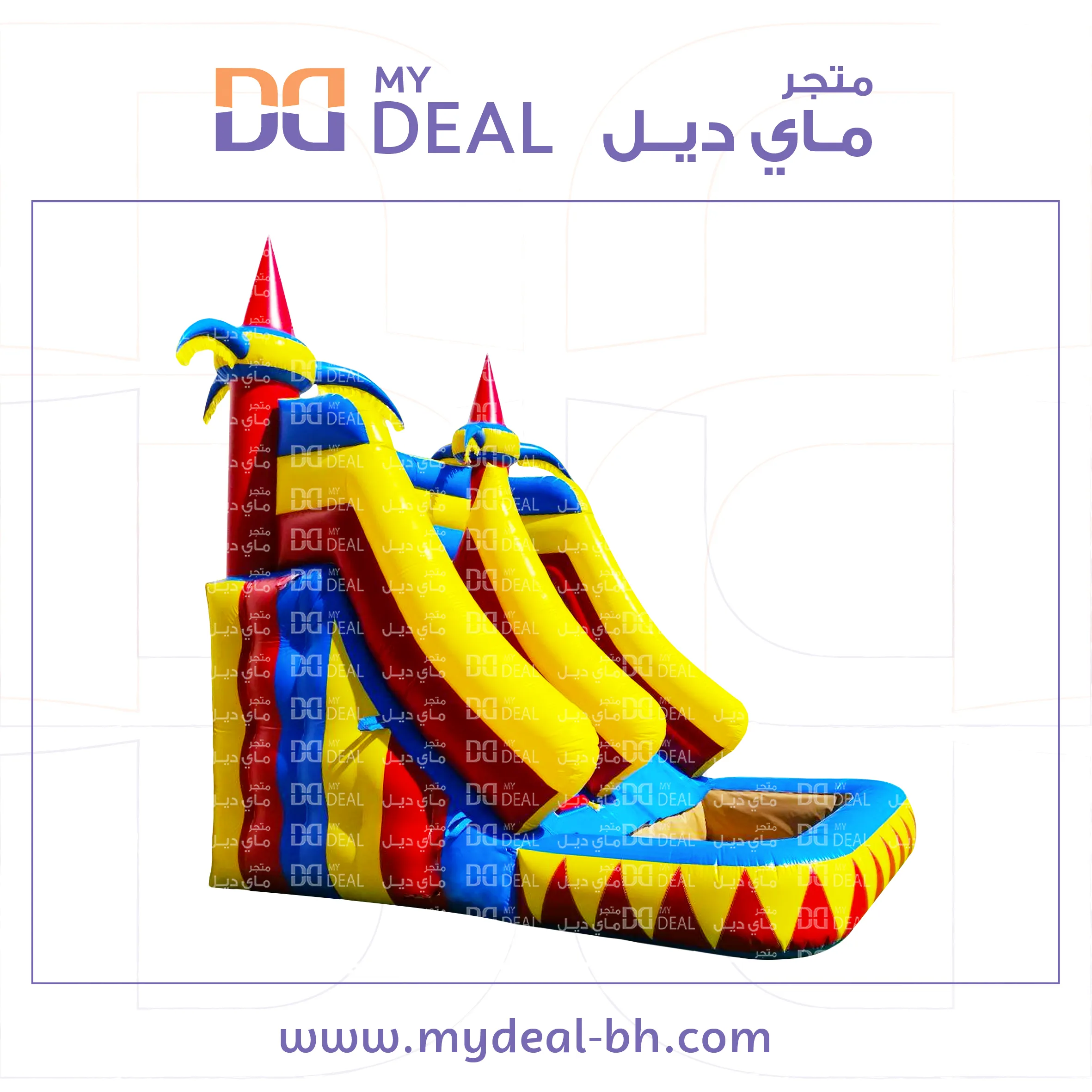 زحليقه مع مسبح مائي وسلم ومساكات يد واعمدة مشجرة 6×4×5 متر