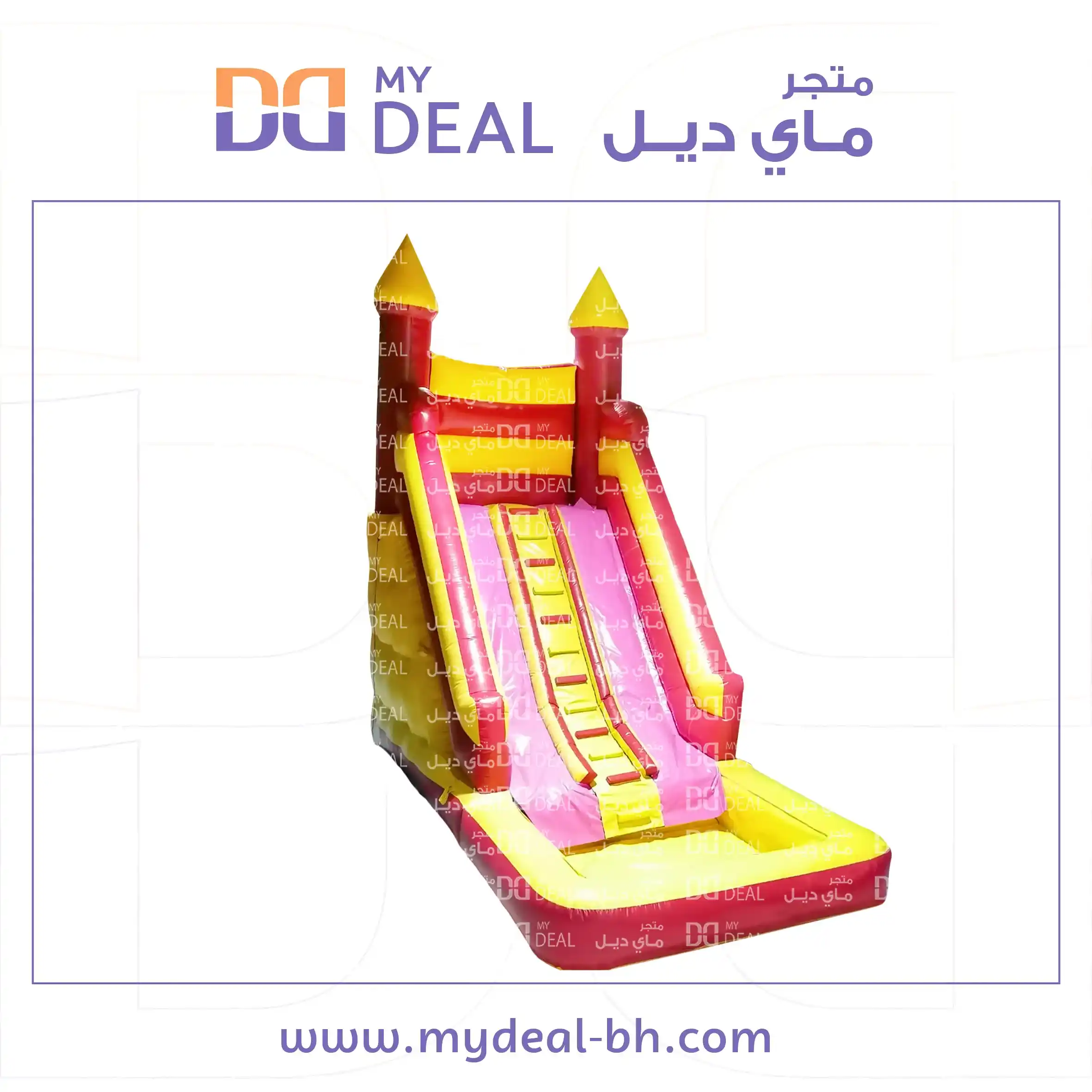 زحليقة مع حوض مائي ومسارين مع سلم وسط طول ٦ م عرض ٣.٣٠ م ارتفاع ٦ م