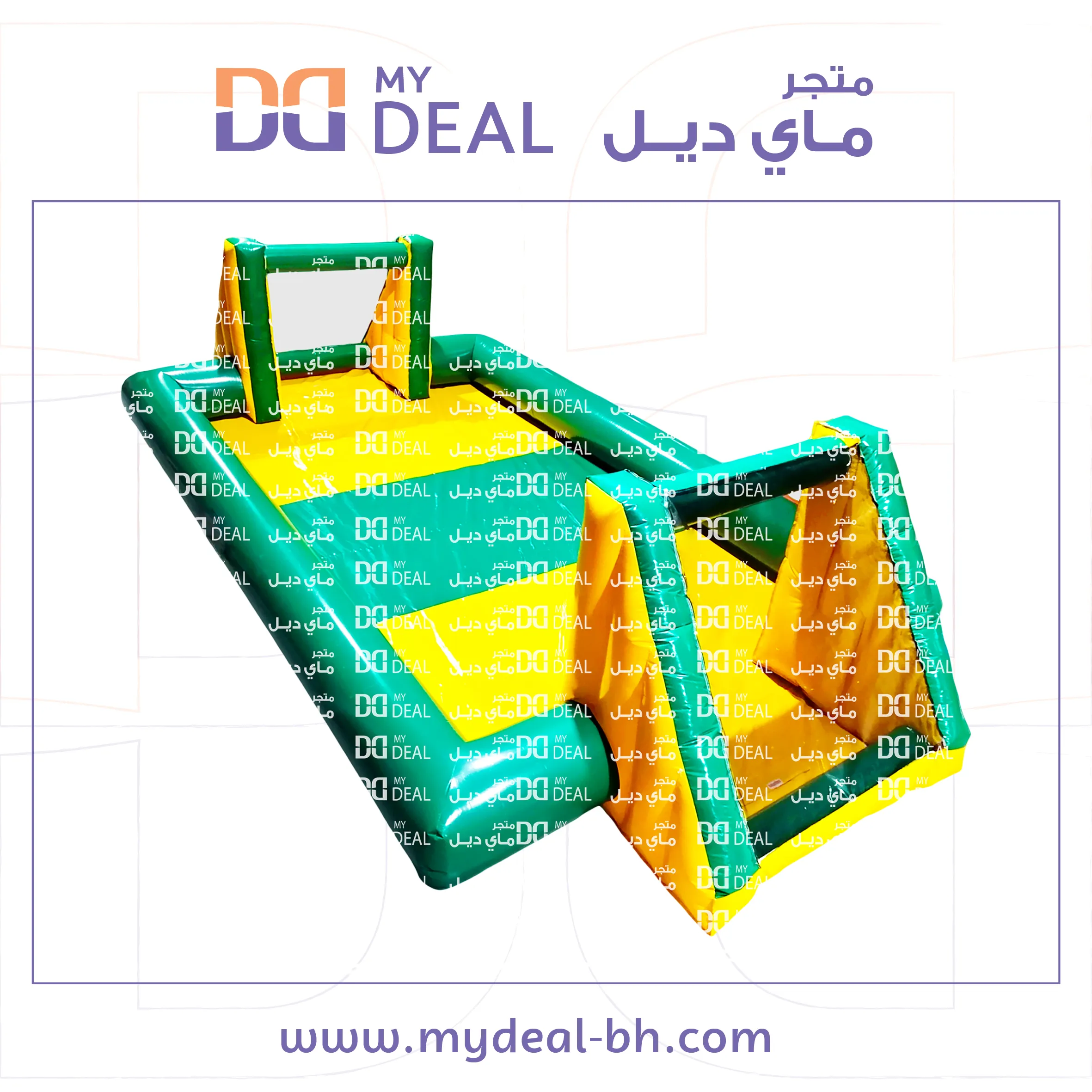 ملعب صابوني طول 8 متر في عرض 4 متر لون أصفر وأخضر