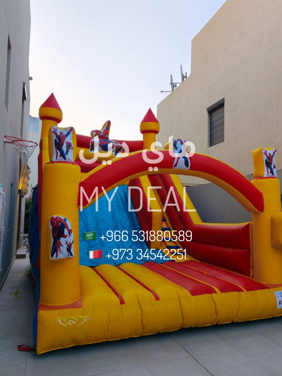 إيجار زحليقة سبايدرمان مع نطيطة 6.50* 4.50 *5 متر