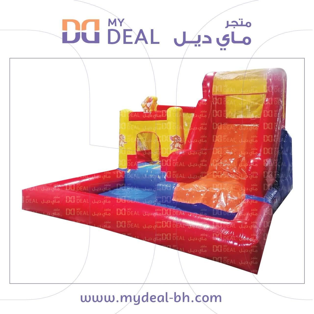 تاجير زحليقة مع نطيطة مع حوض تستخدم جافة ومائي 4* 4 *3 متر شخصية جيري