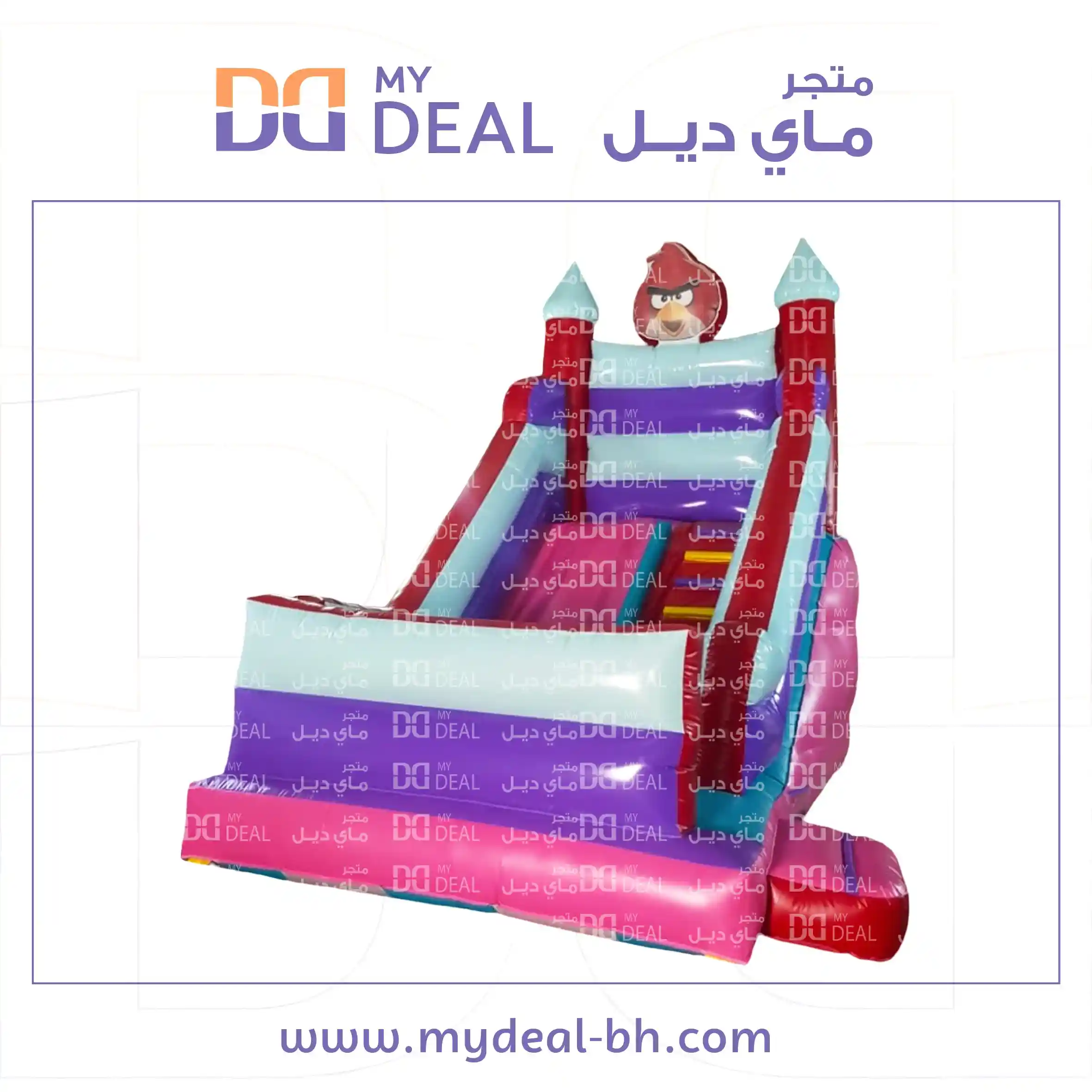 زحليقة هوائية مع سلم وجدار ونطيطة وبوابة طول ٥ متر عرض ٣.٦٠ متر ارتفاع ٤.٥٠ م