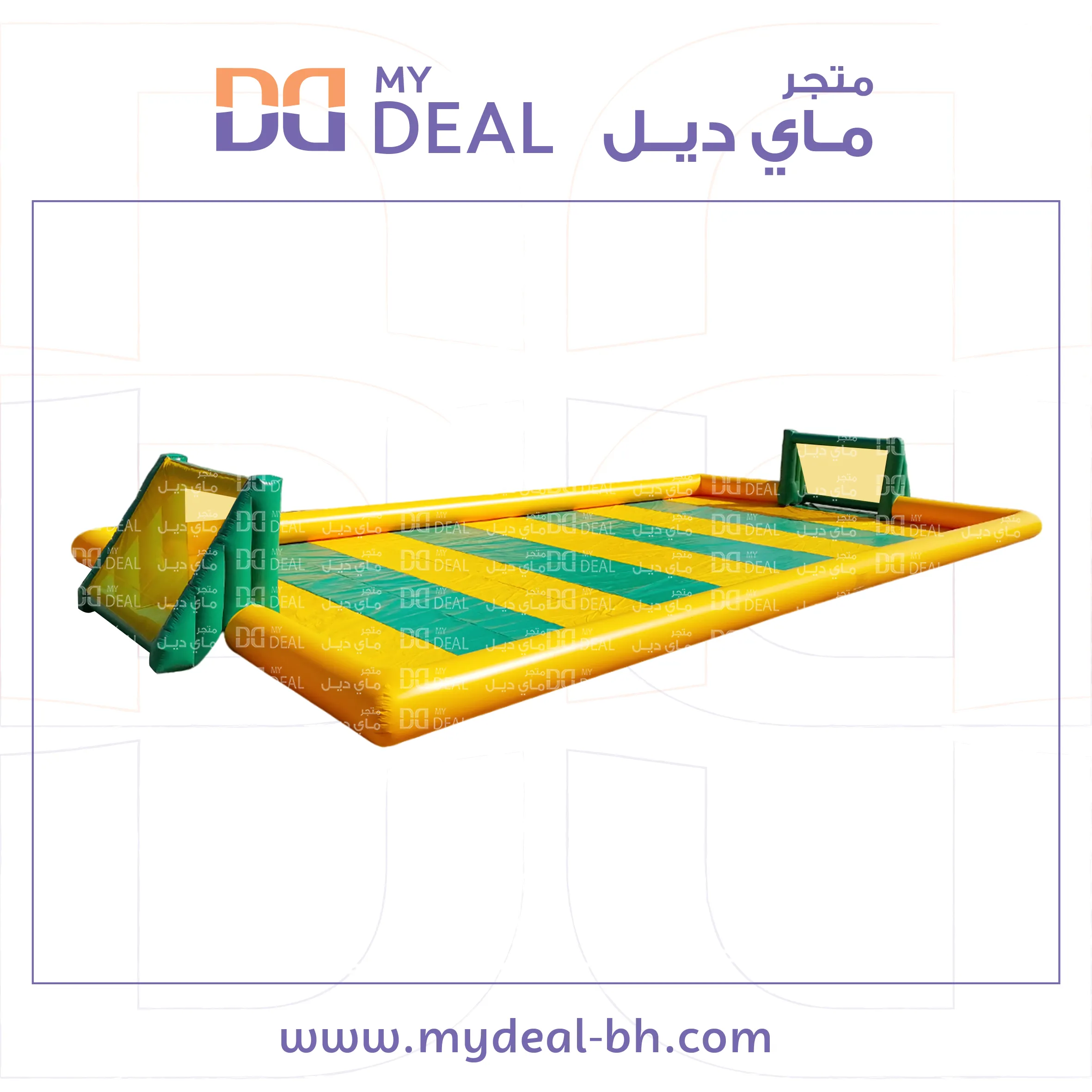 ملعب صابوني مع اقوال هوائية طول ٢٠ متر عرض ١٠ متر