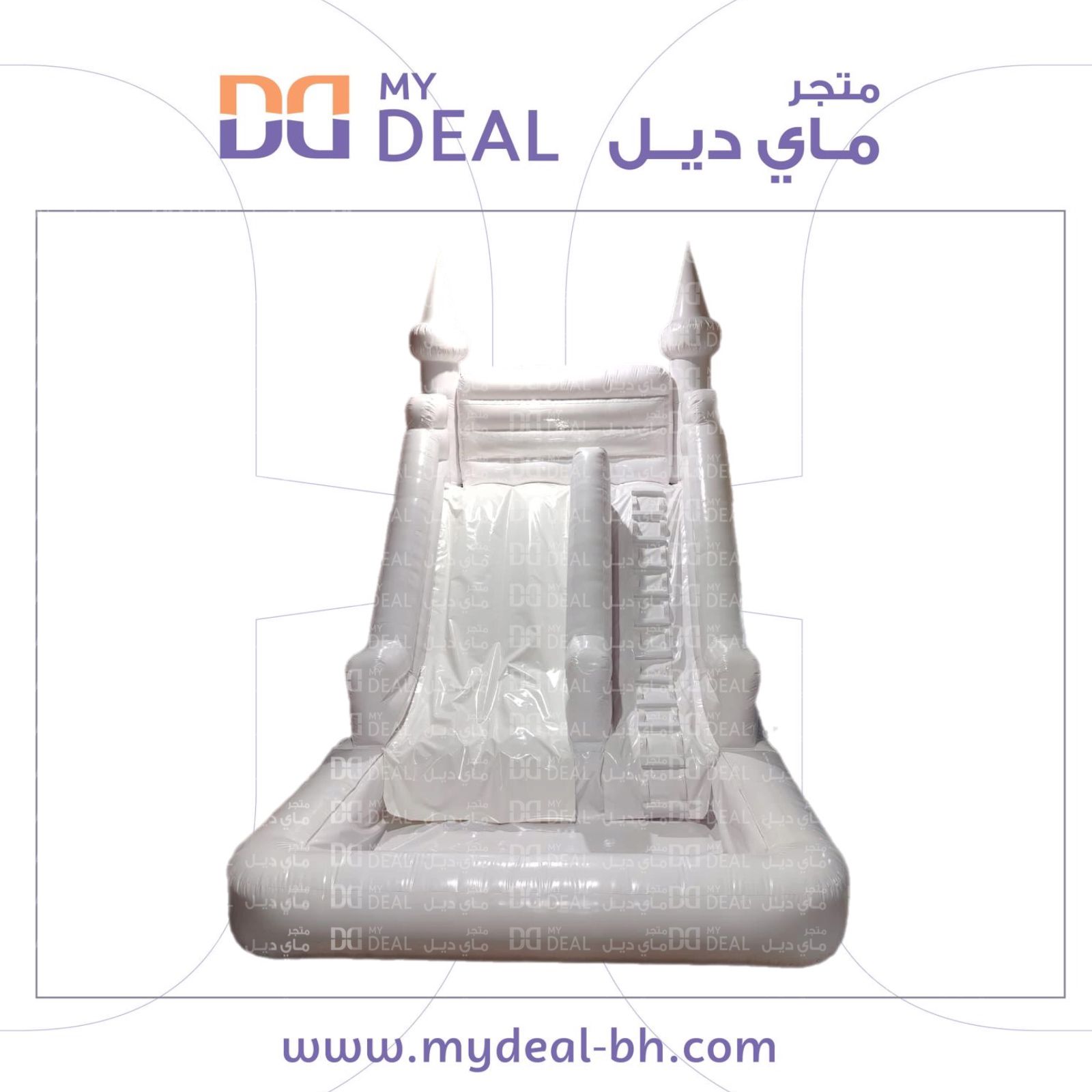 زحليقة مائية هوائية مع مسبح أبيض 6×4×5 متر – مثالية للحفلات والمهرجانات