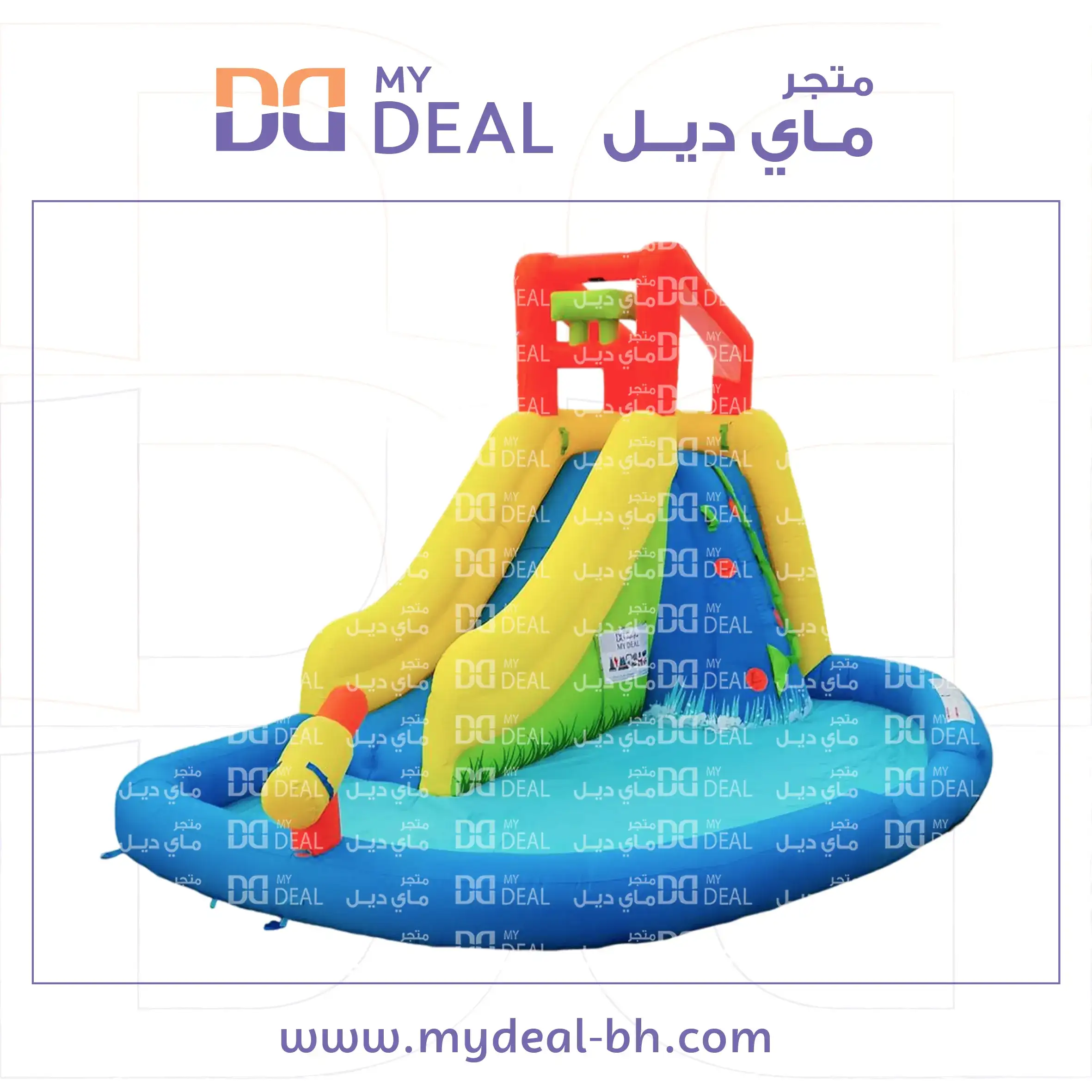 إيجار زحليقة مائية مع حوض مسبح مائي طول 3 عرض 2.8 متر ارتفاع 2.6 متر