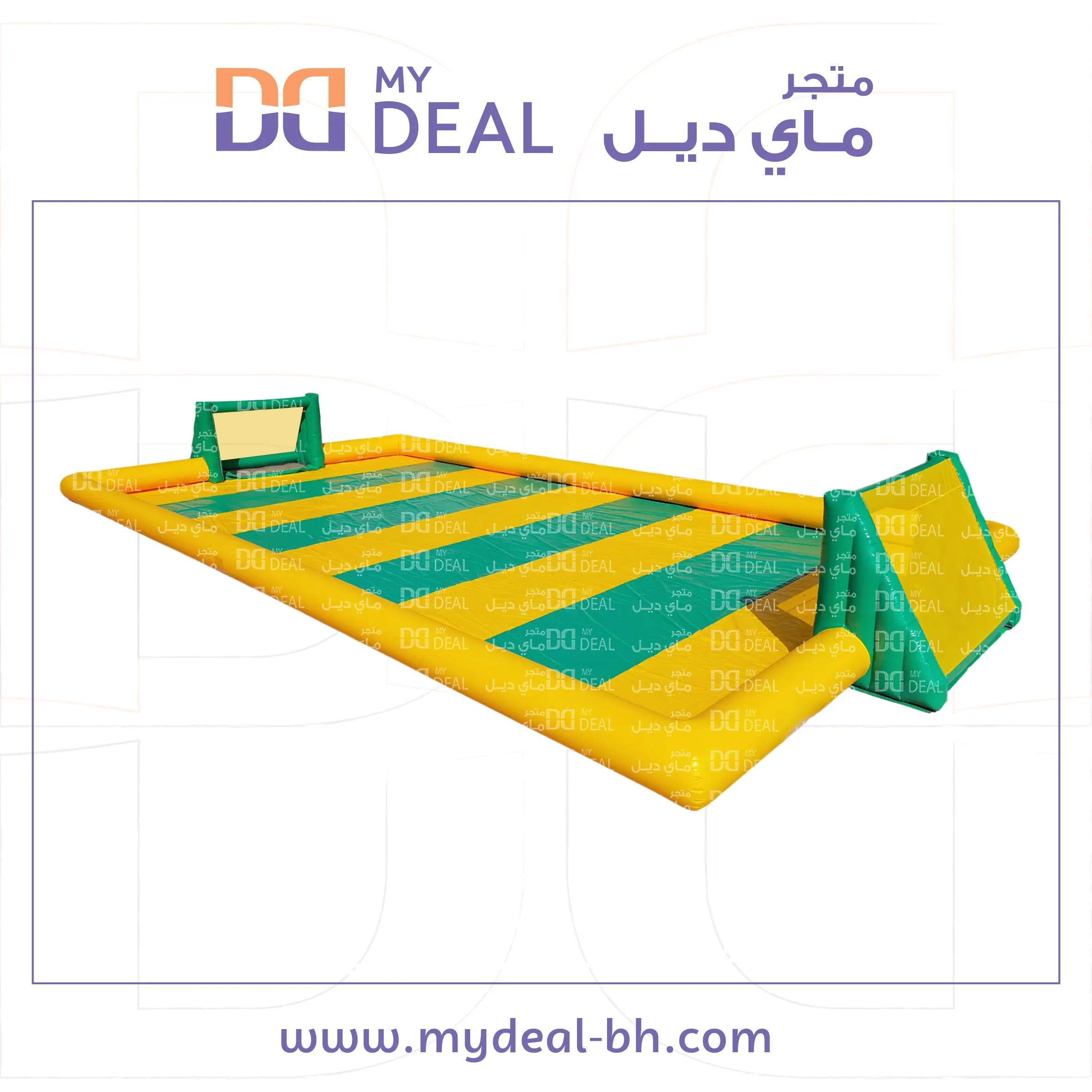 ملعب صابوني مع اقوال هوائية طول ٢٠ متر عرض ١٠ متر
