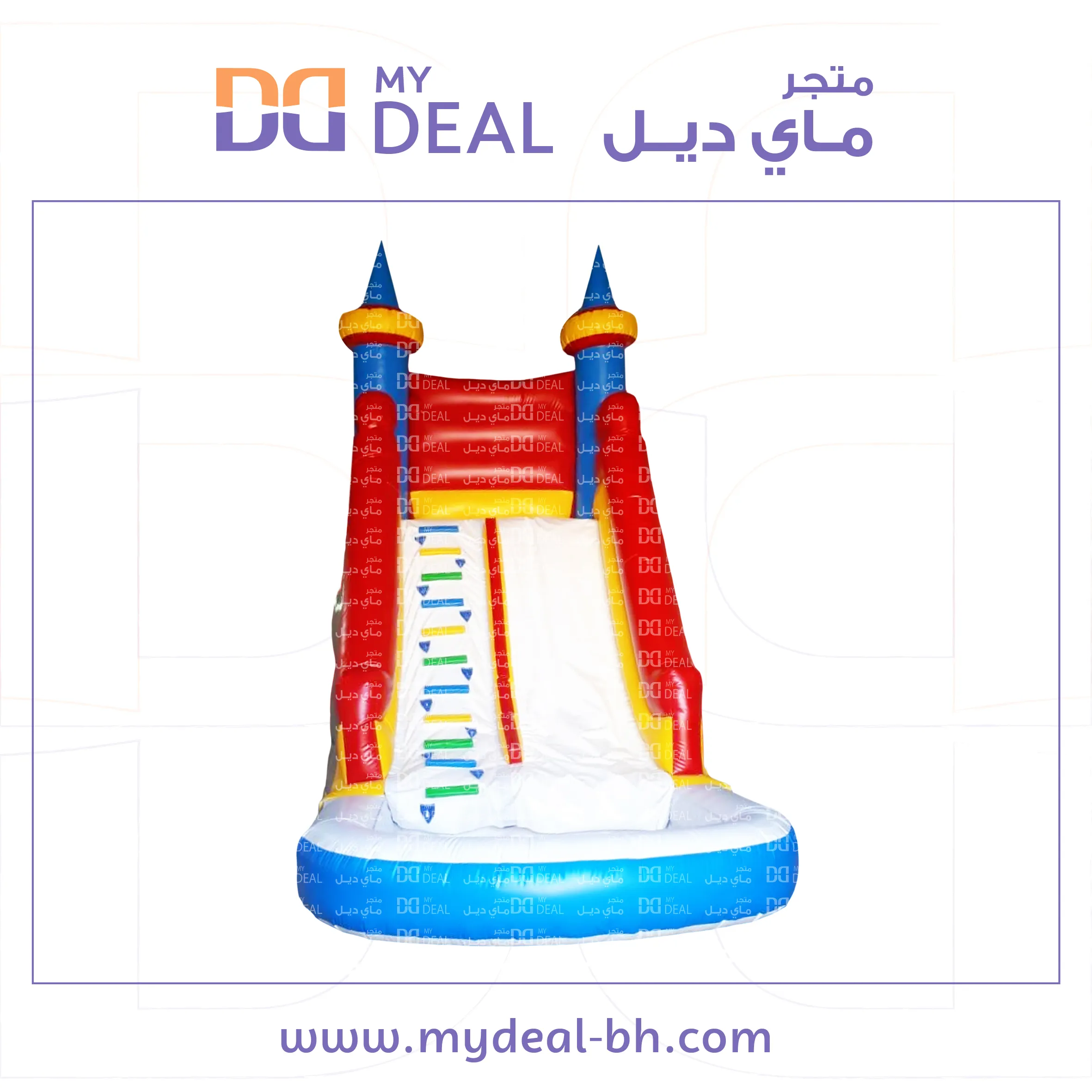 زحليقة مائية مع مسبح وسلم ومساكات يد طول 6 متر العرض 3.30 متر ارتفاع 6