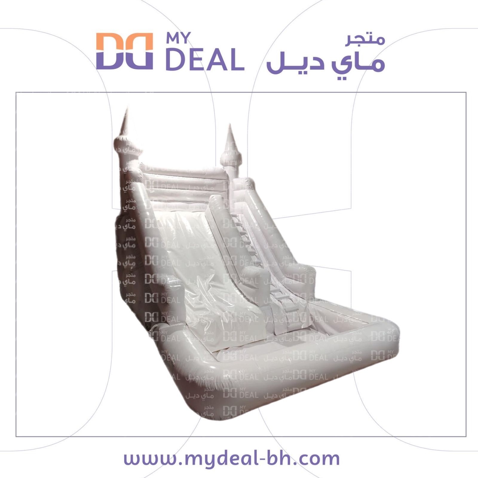 زحليقة مائية هوائية مع مسبح أبيض 6×4×5 متر – مثالية للحفلات والمهرجانات