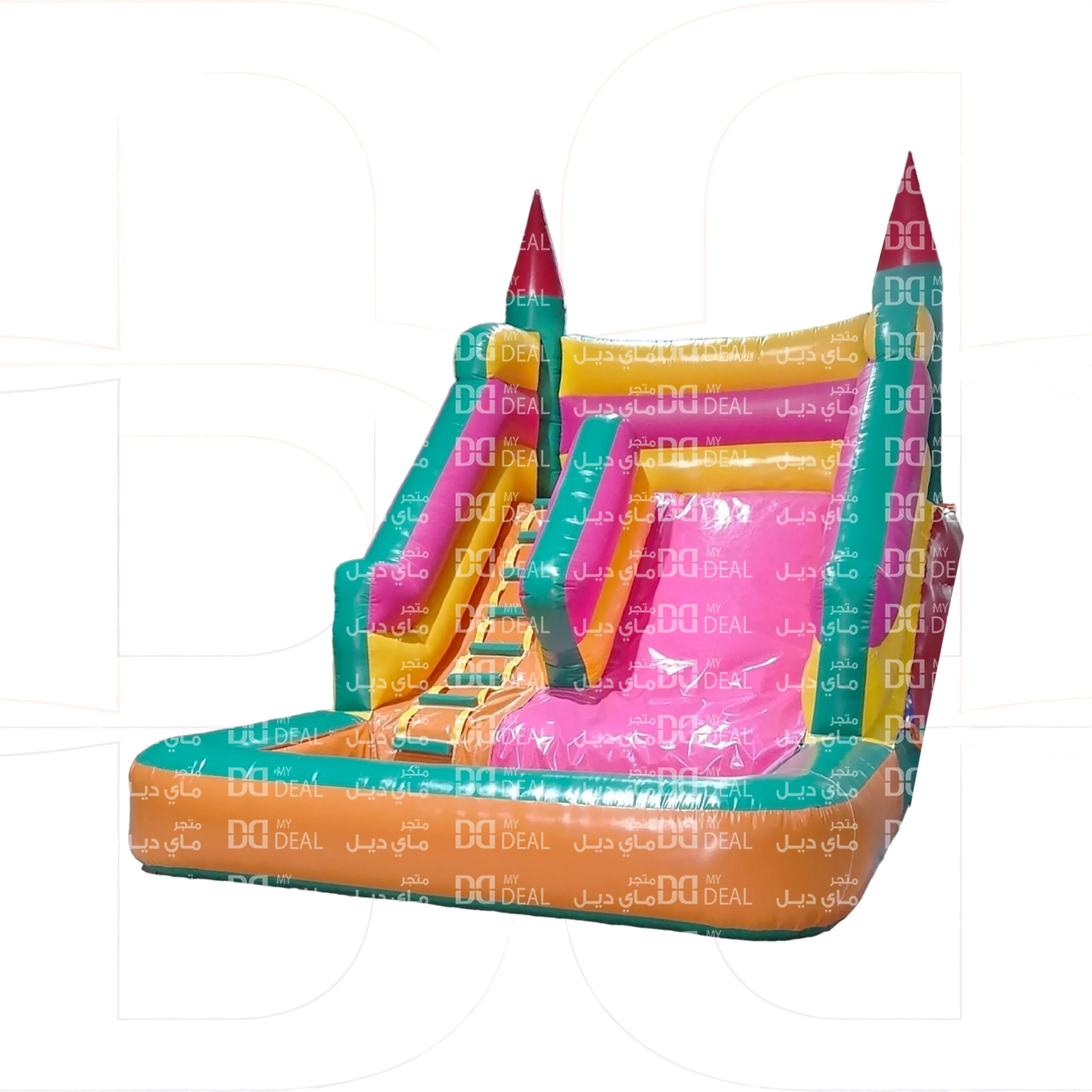 زحليقة مائية مع سلم وحوض مسبح 4.50 * 3.60 * 3.50 متر 