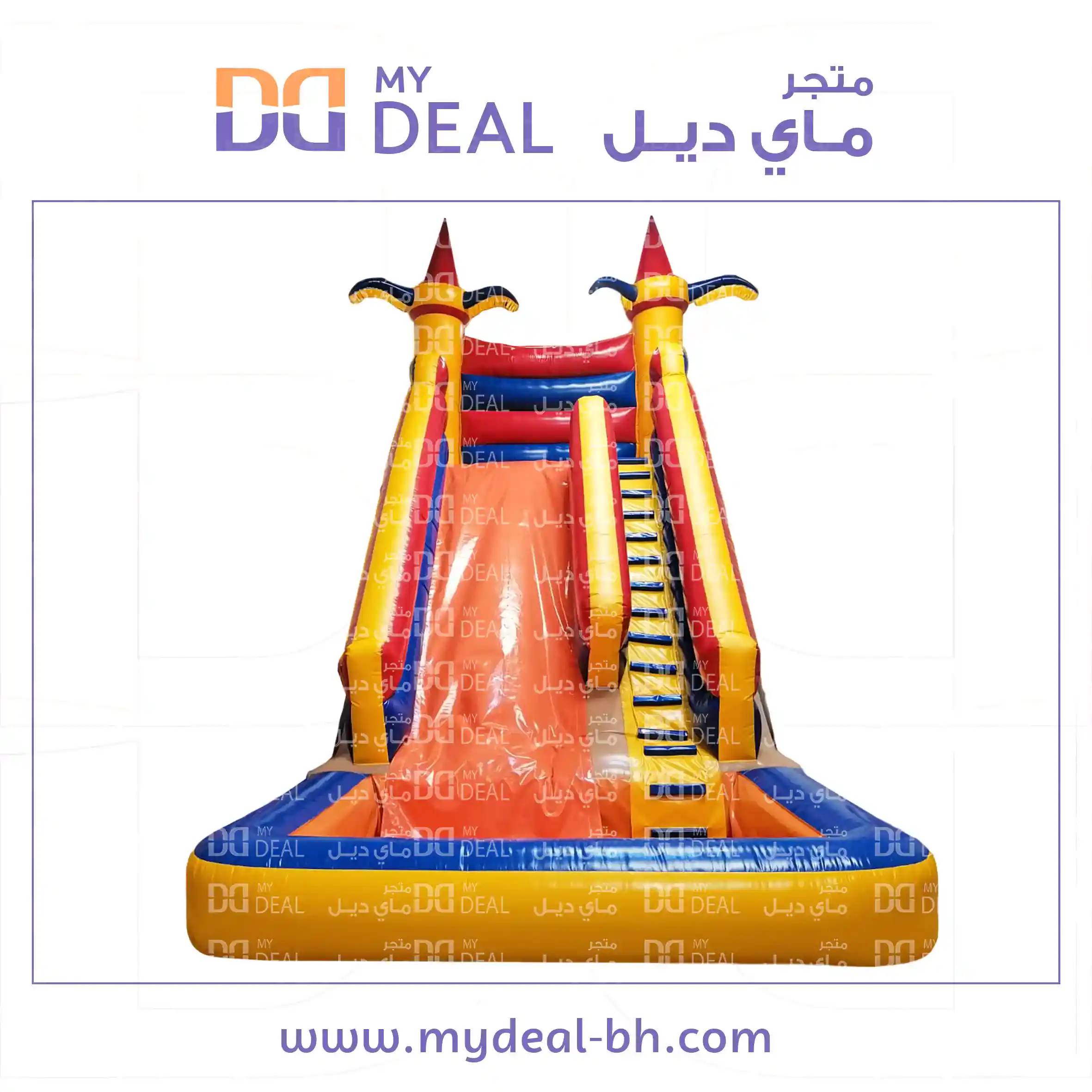 زحليقة مائية مع حوض وسلم واعمدة مشجرة الطول ٨ متر العرض ٤ متر الارتفاع