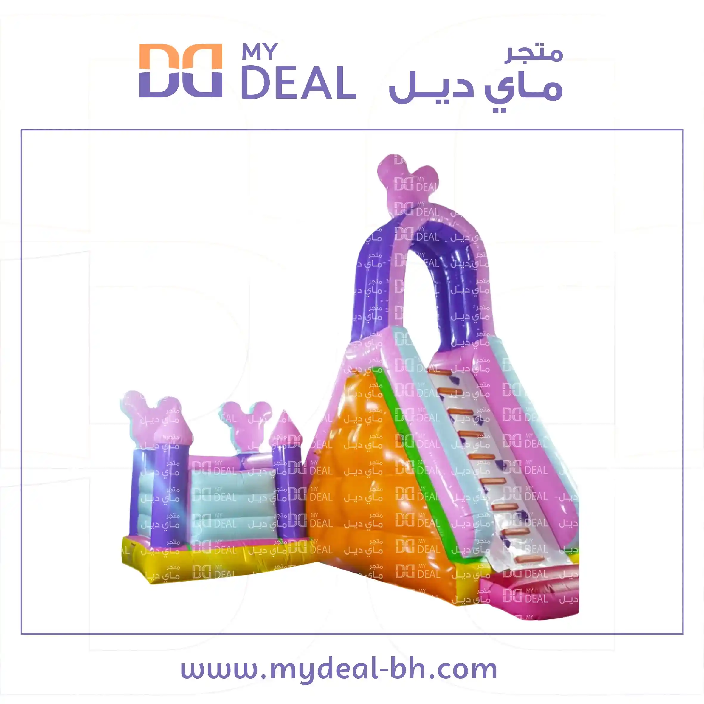 زحليقة هوائية مع سلم ودرجين ونطيطة مع درج طول ٧.٤٠ متر عرض ٤.٥٠ متر ارتفاع ٦