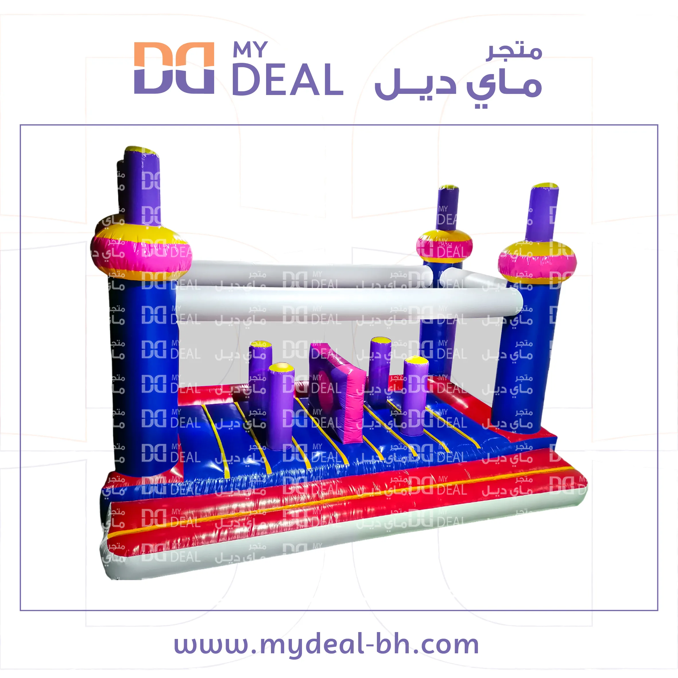 متاهة مع نطيطة 6*4 متر مع درج وشبك ونفق دخول و4 أعمدة بوكسج
