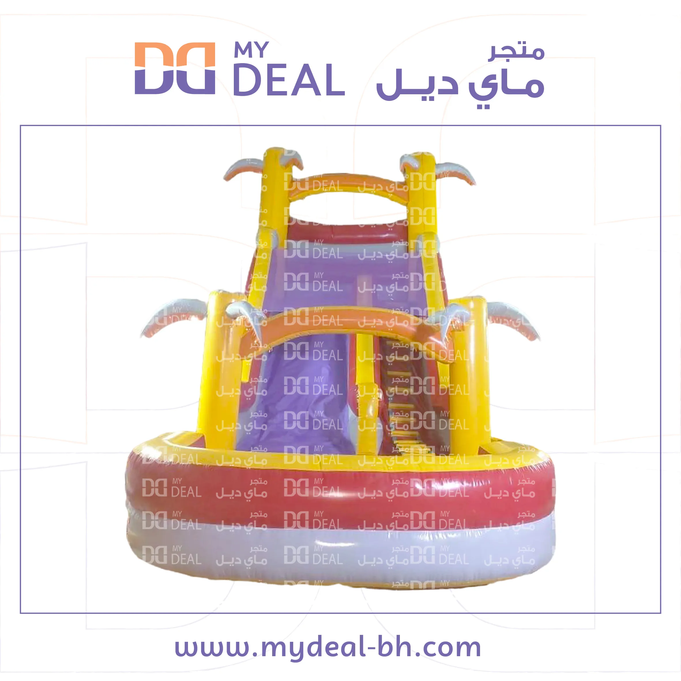زحليقة مائية بمسبح مع سلم وحوض دبل وشبك علوي 10 * 4 * 8 متر 