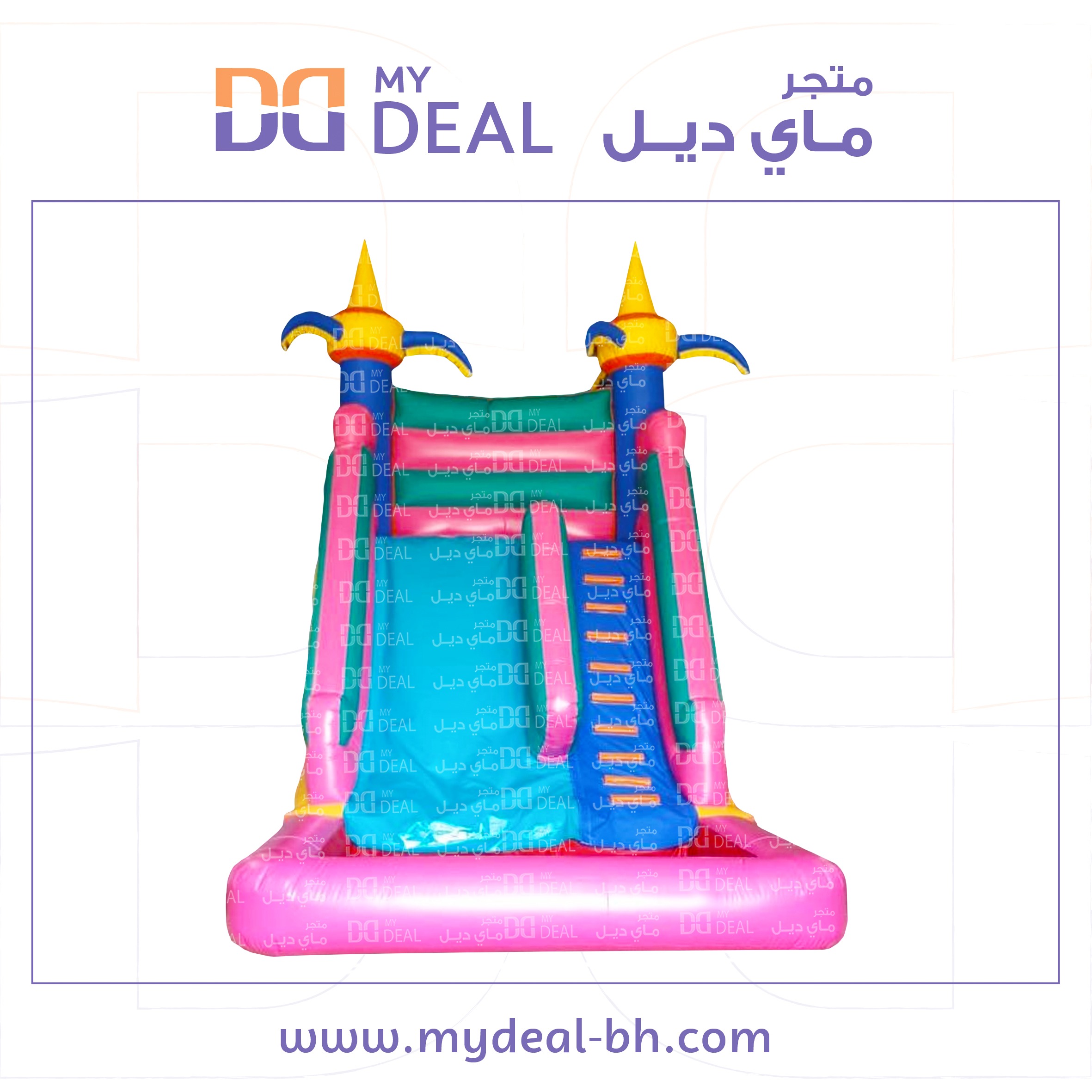 زحليقة مع حوض مسبح مائي واعمدة مشجرة وسلم طول ٦ في عرض ٤ في ارتفاع ٦ م