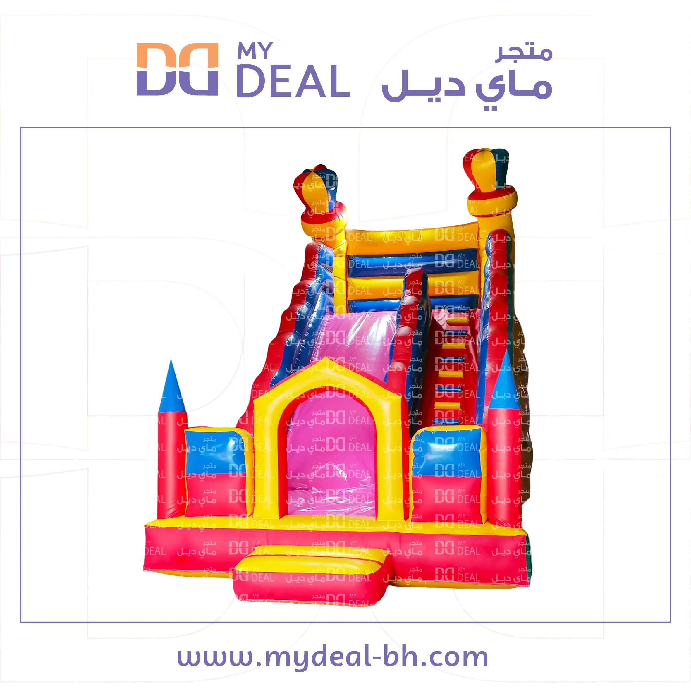 زحليقة مع سلم ونطيطة وجدار مدرج وبوابه ودرج طول7.70*4*7 متر